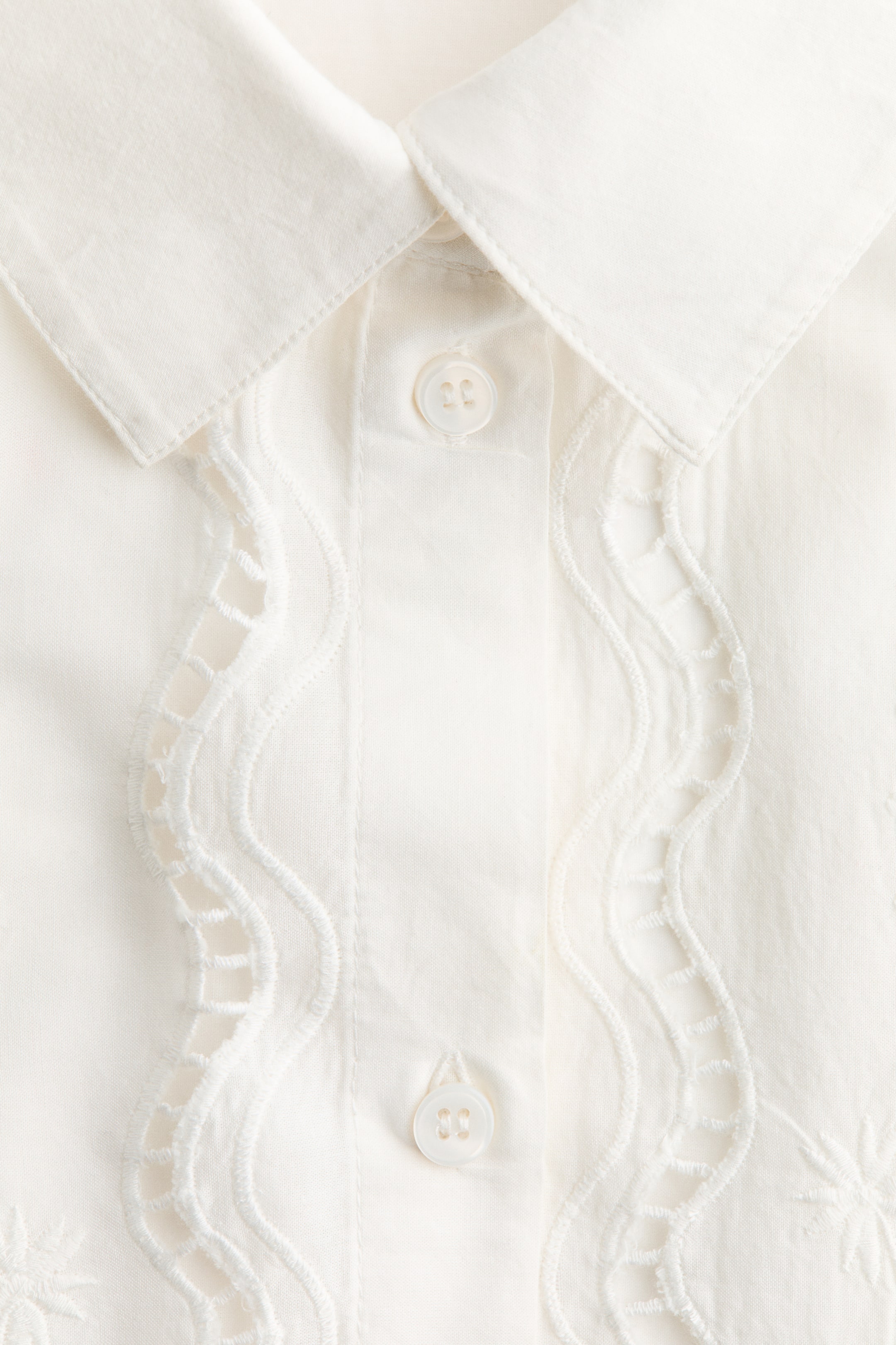 Cotton Beach Shirt with Eyelet Embroidery