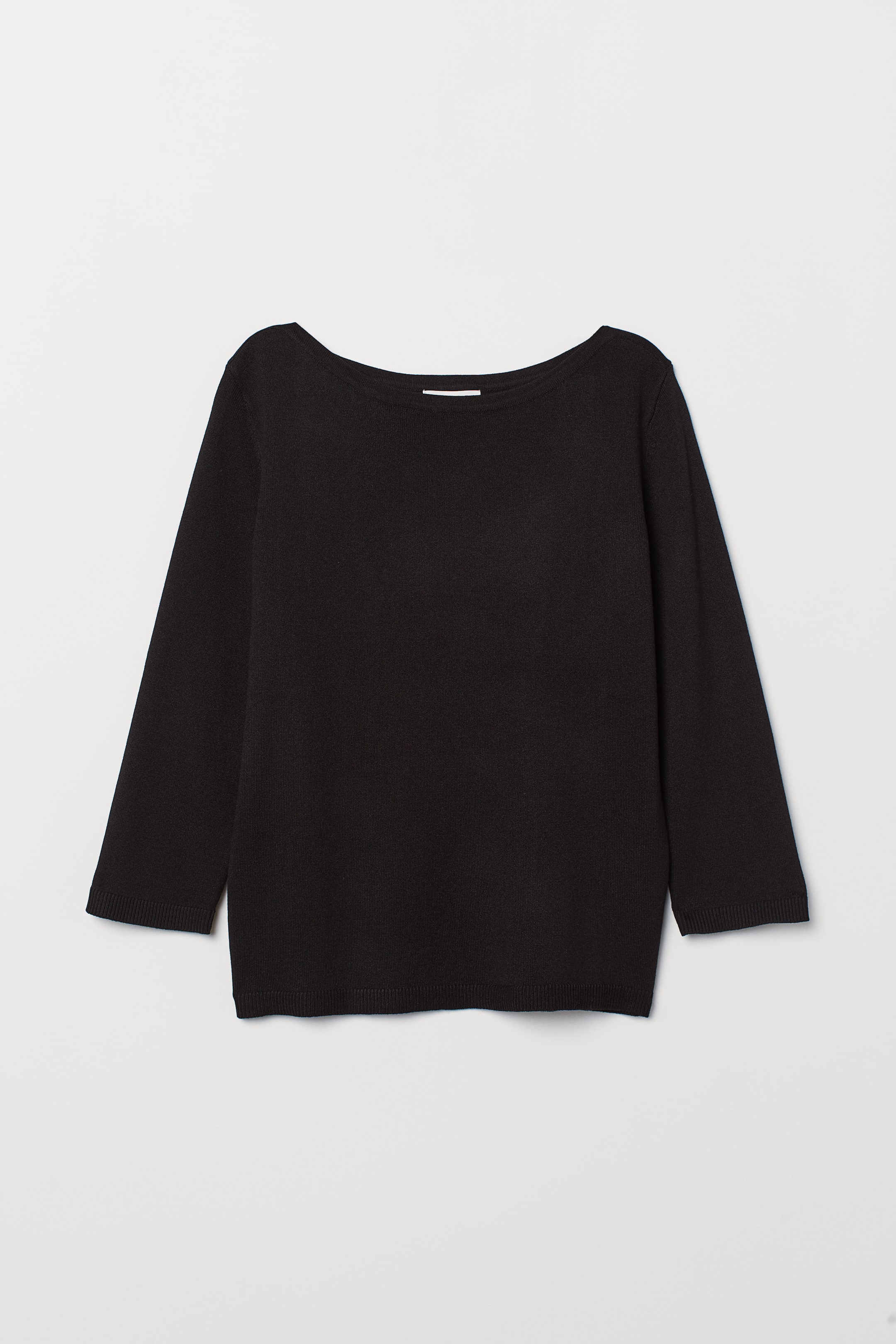 Fine-knit jumper - Boat neck - 3/4 sleeve - Black - Ladies | H&M GB