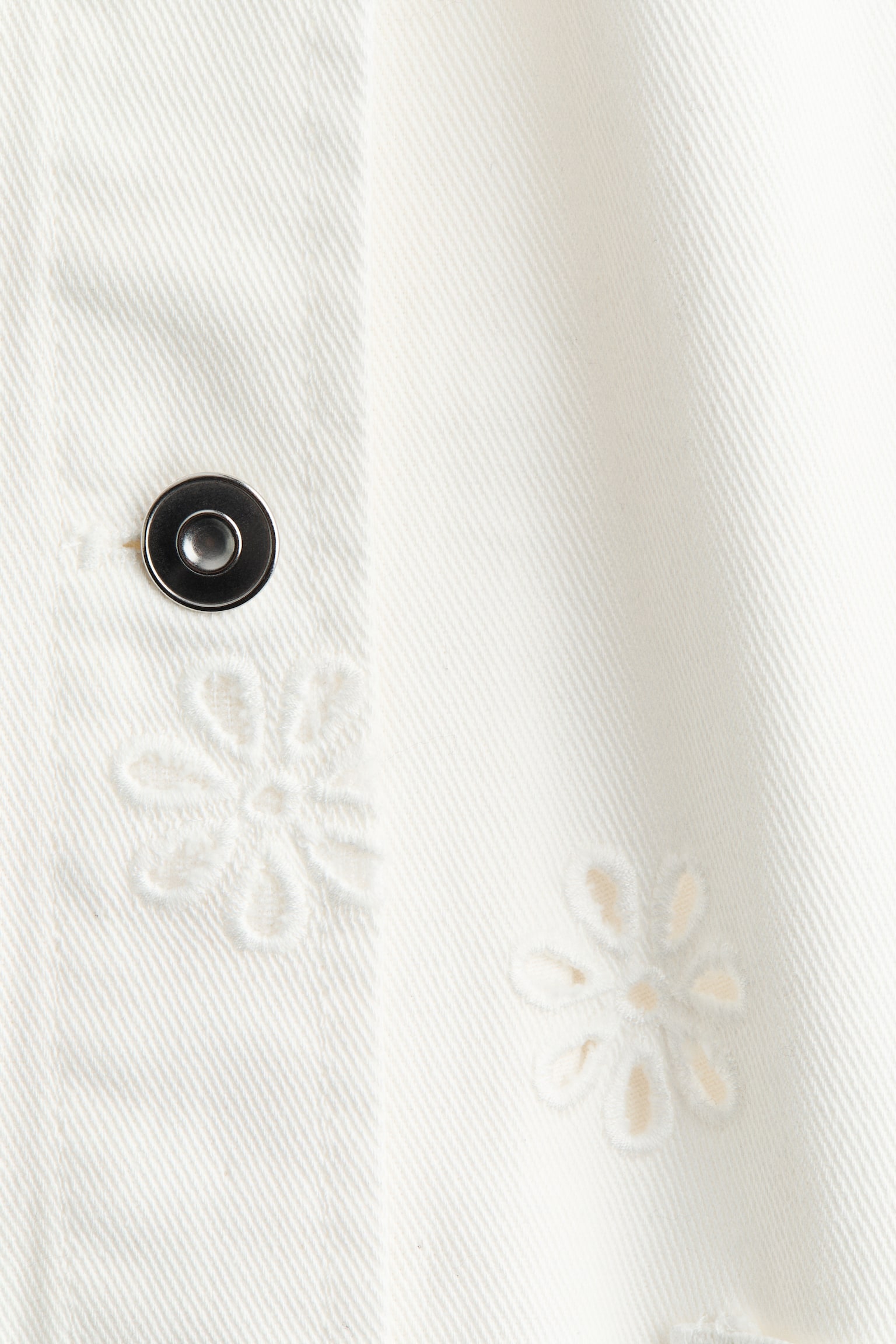 Broderie anglaise twill jacket - White - 5