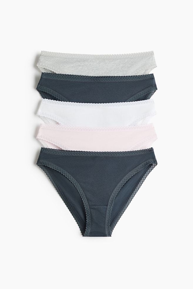 5-Pack Cotton Briefs - Navy blue/light pink/Black/Light gray melange/blue/white - 1