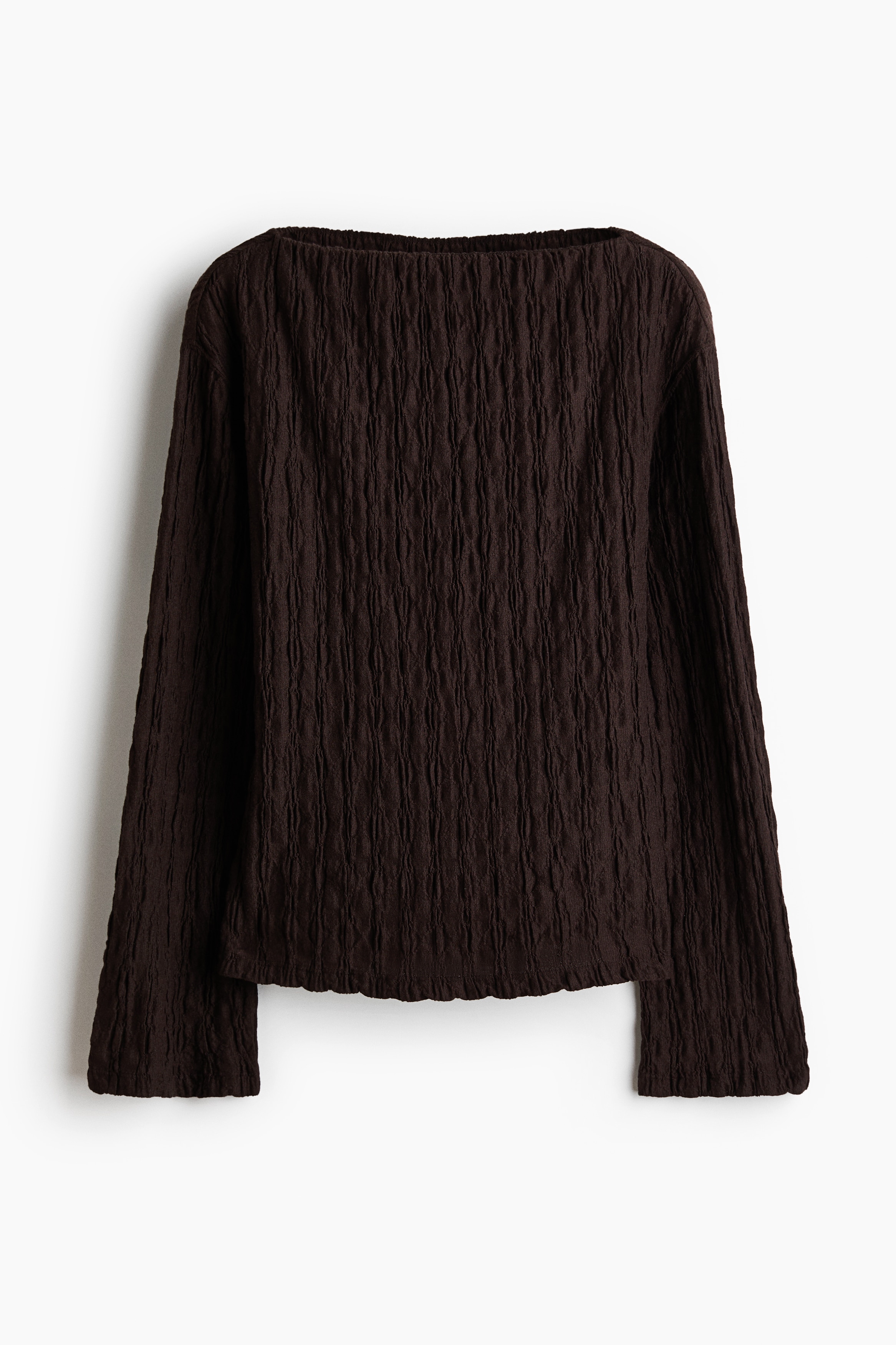 Boat-neck top - Dark brown/Black/Cream