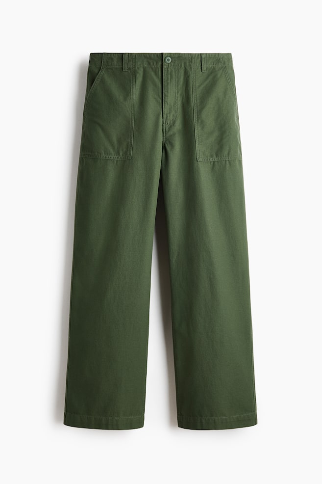 Relaxed-Fit Twill Pants - Green/White/Black - 1