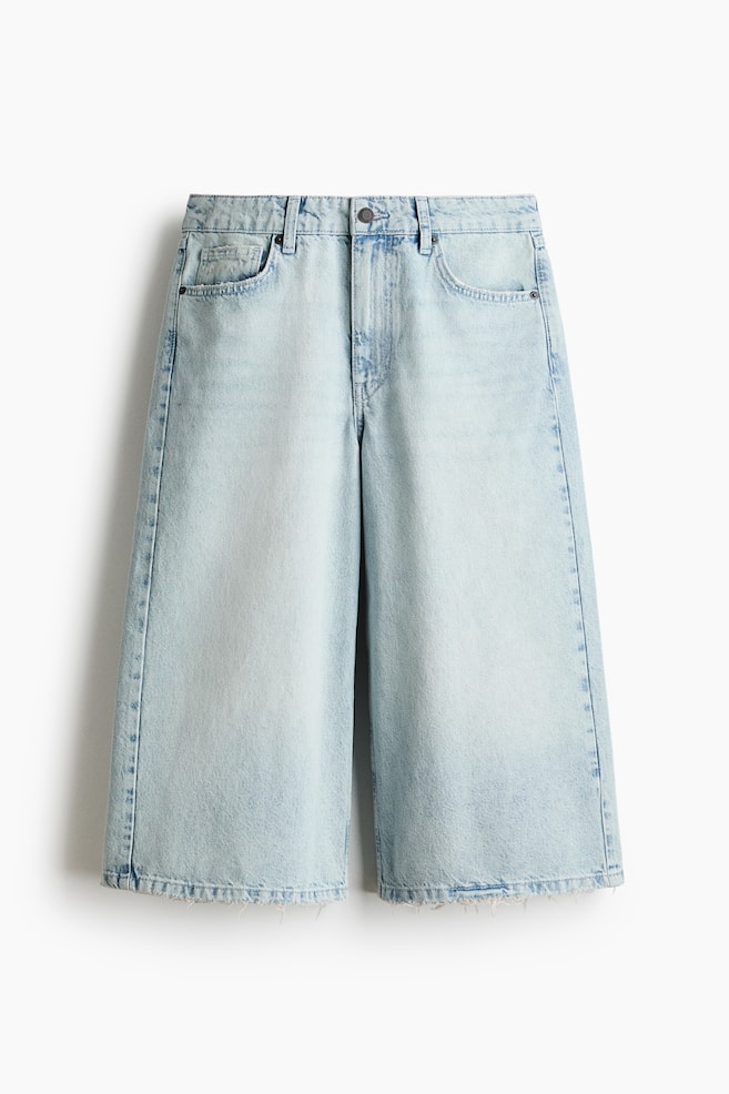 Wide-Leg Regular-Waist Culotte Jeans - Light denim blue - 1