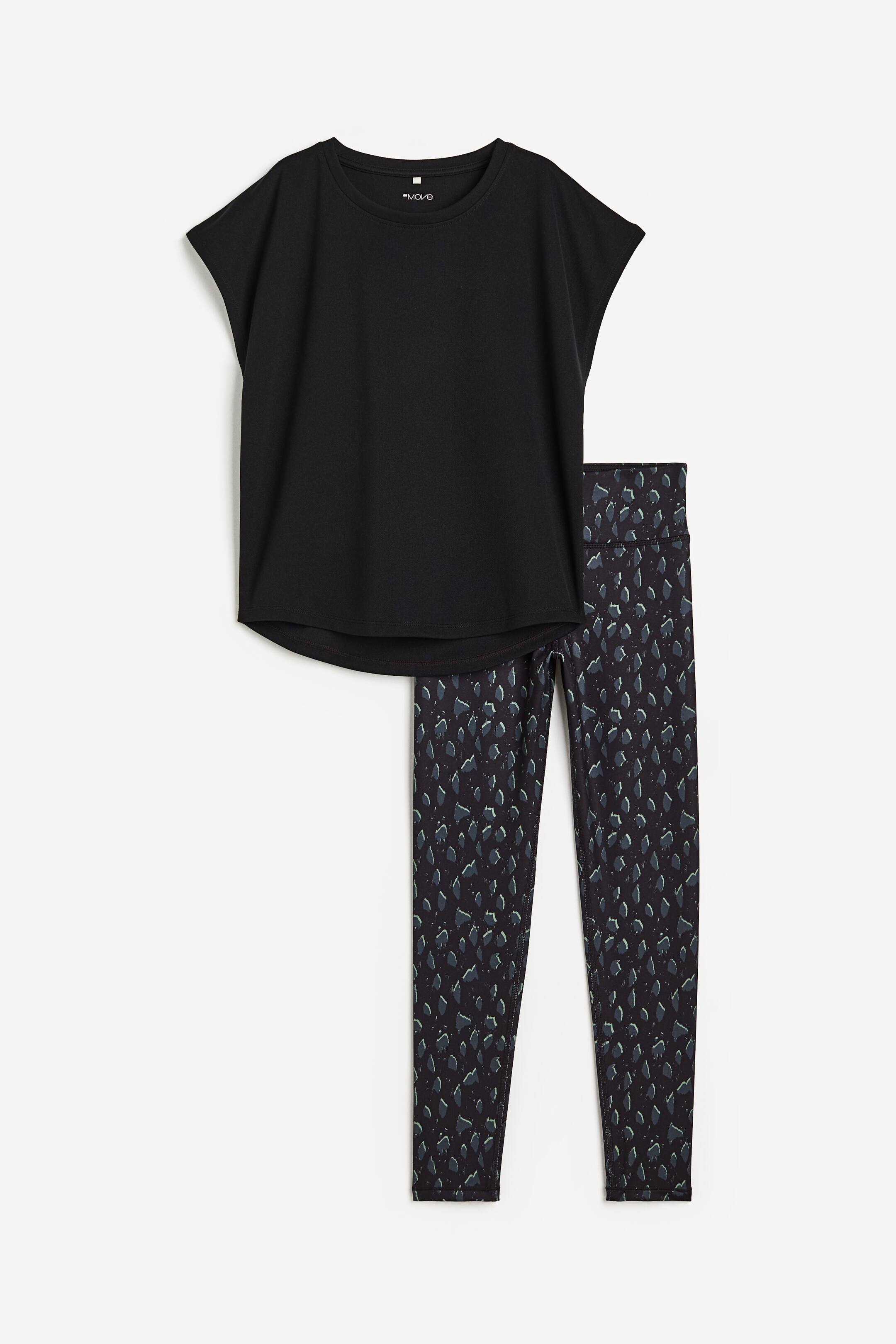View larger image: 2-piece sports set with DryMove™ - Black/Patterned - Kids | H&M 1