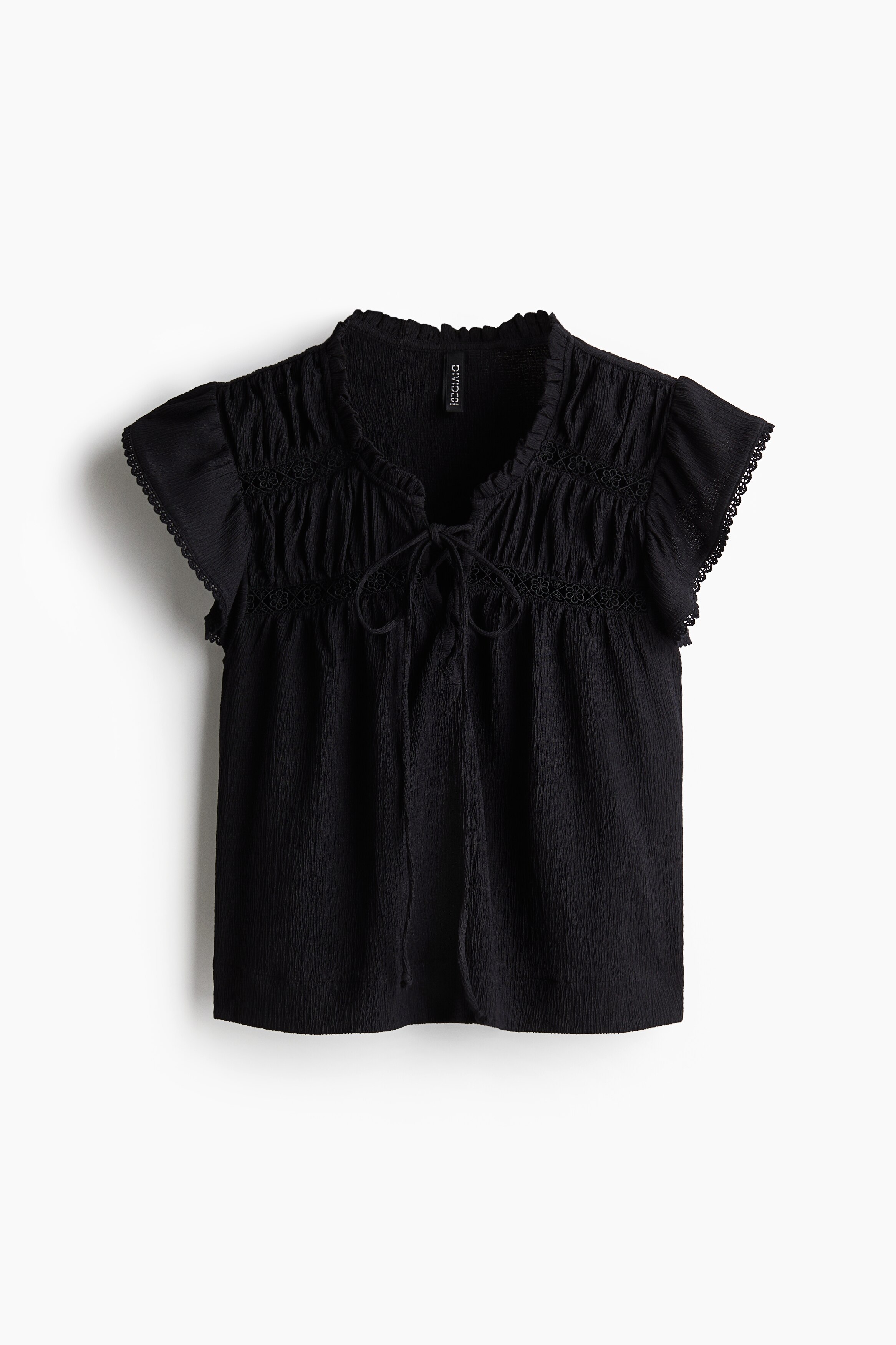 Lacing-detail crinkled top