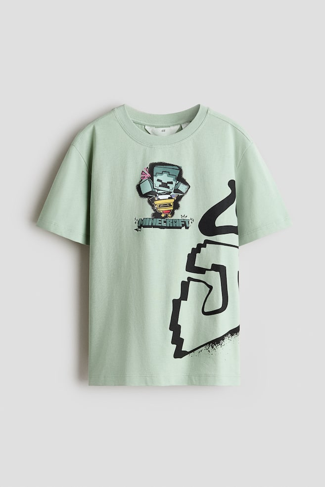 Printed T-Shirt - Light dusty green/Minecraft/White/SmileyWorld®/Light gray melange/Minecraft/White/Pokémon - 1