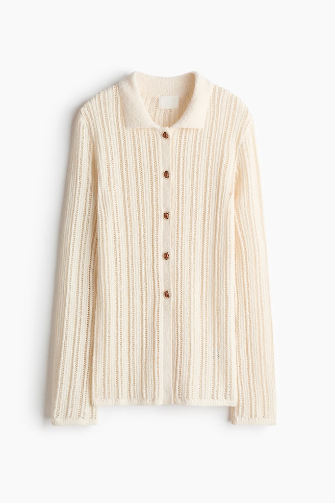 Camicia effetto uncinetto - Beige chiaro - 1