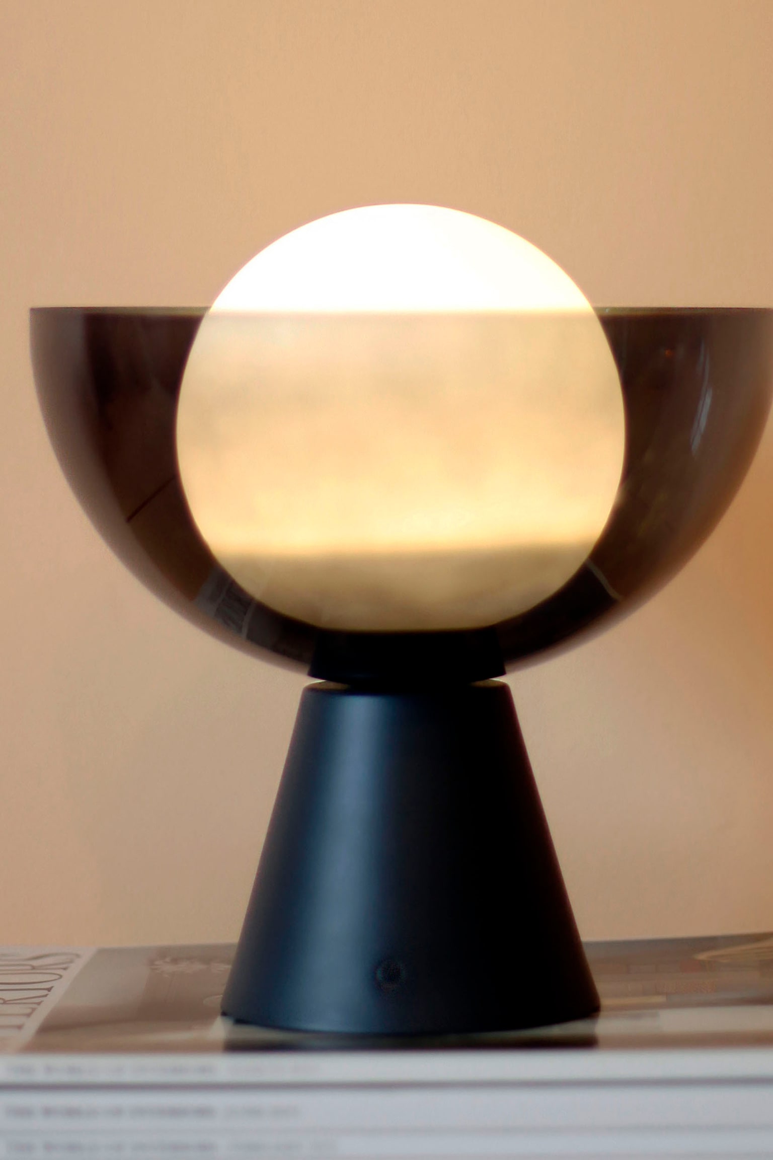 Bowl Rechargeable Table Lamp - Dark Grey/Red/Gold - 2