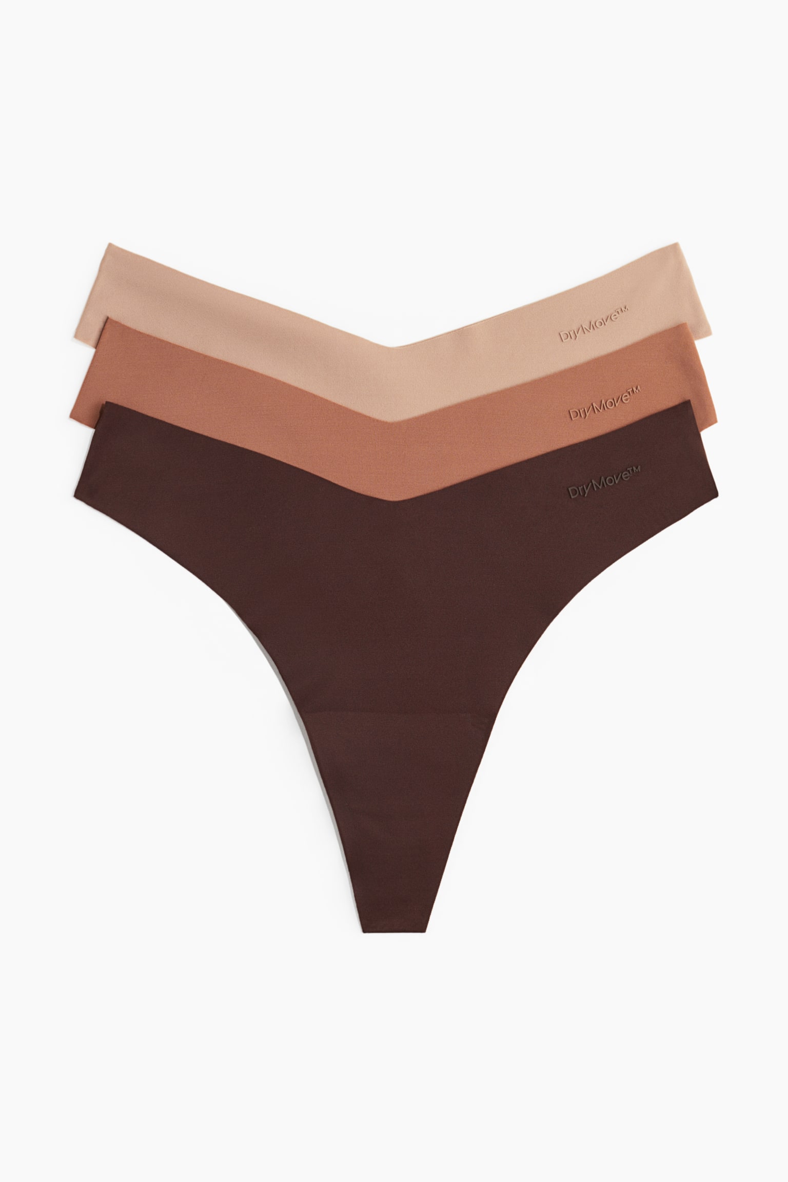 3-pack sports thong briefs in DryMove™ - Beige/Light brown/Dark brown/Pink/Black - 1