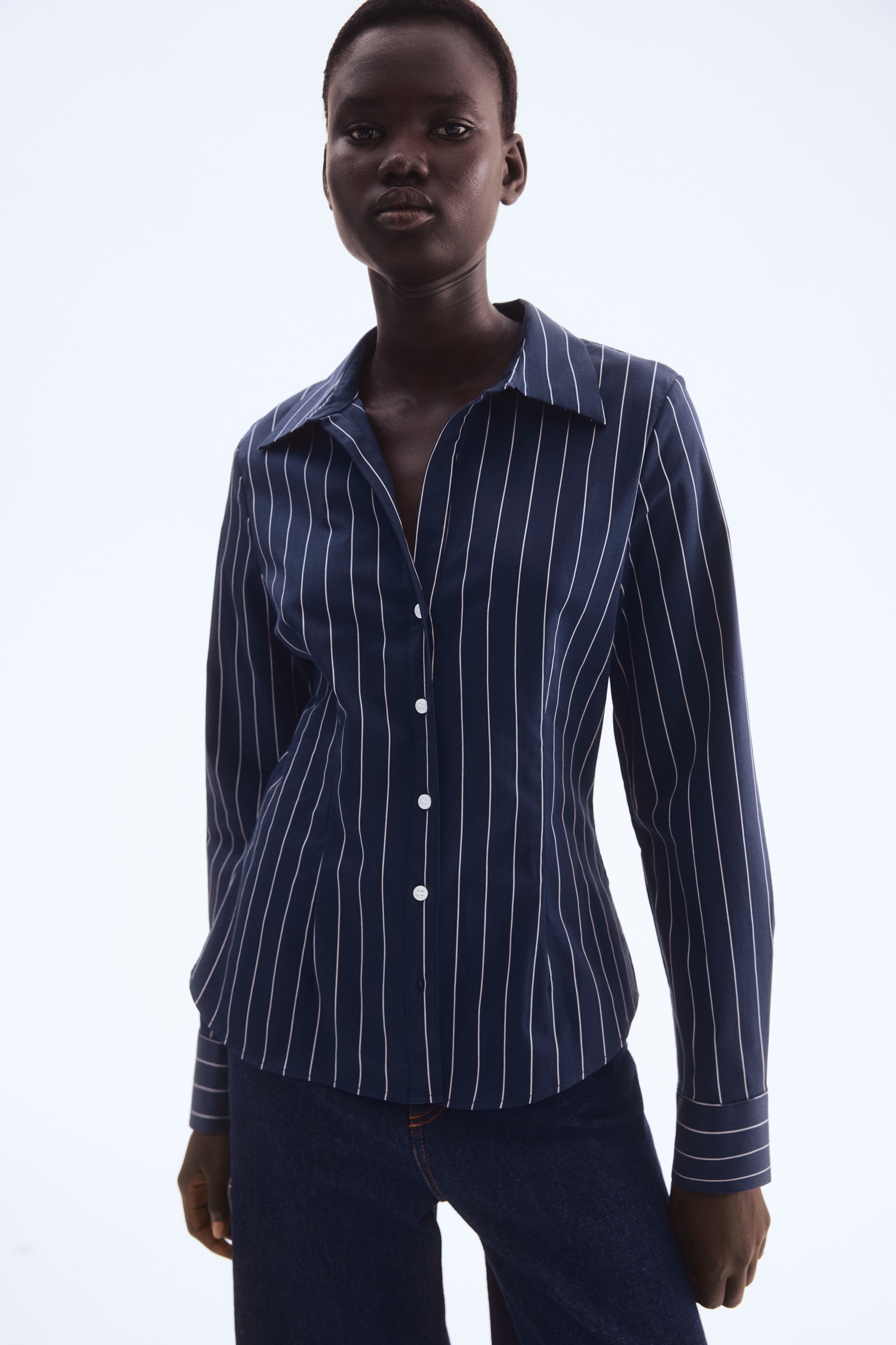 マチャット MACHATT ボウタイブラウス　ネイビー マチャット MACHATT *コットンナイロンボウタイ付きブラウス*Fシャツ綿