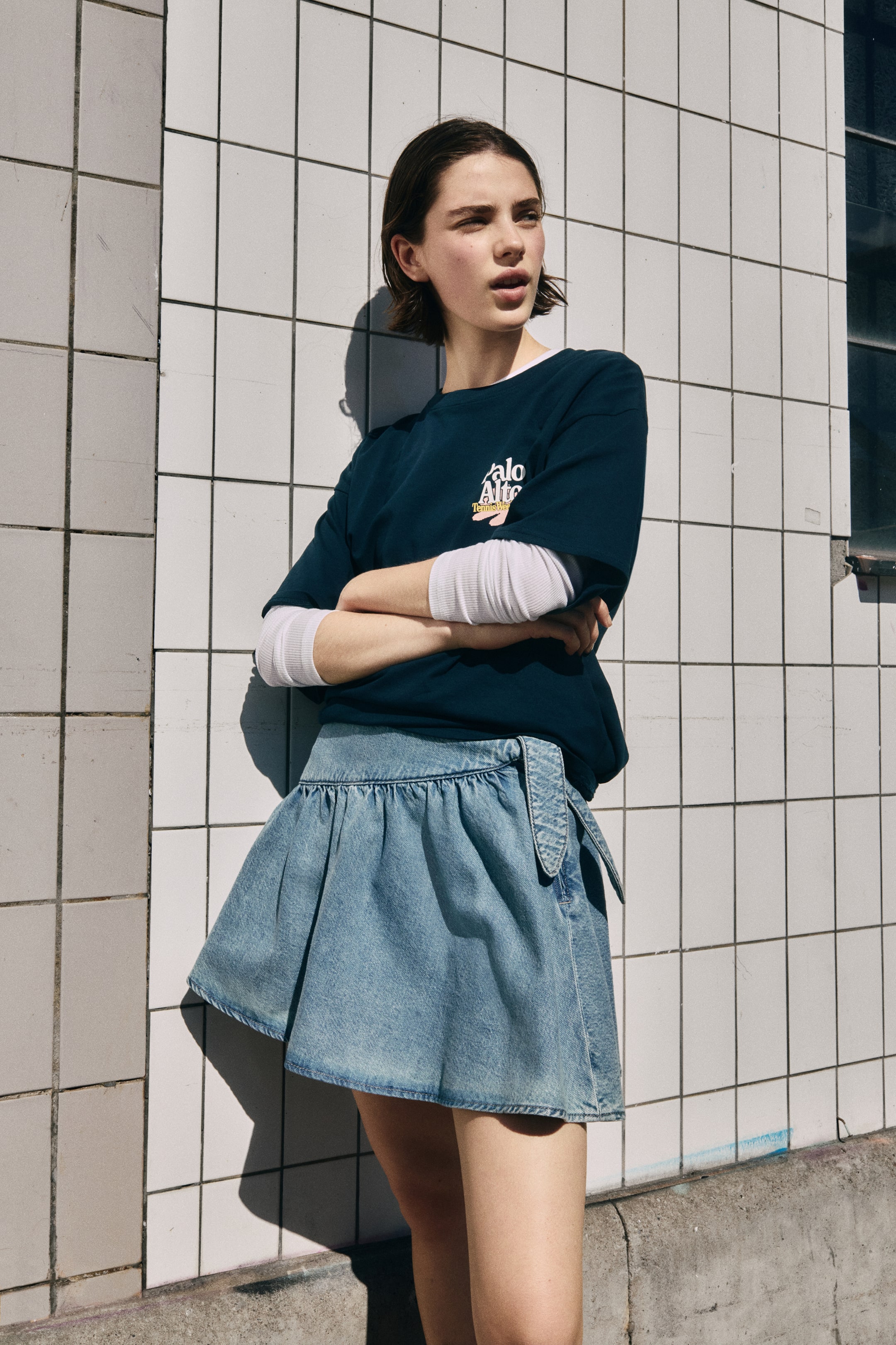 Flared Tie-Detail Skirt