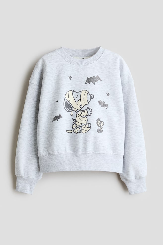 Sweatshirt mit Print und angerauter Innenseite - Hellgraumeliert/Snoopy/Hellblau/CapyFun/Cremefarben/Snoopy - 1