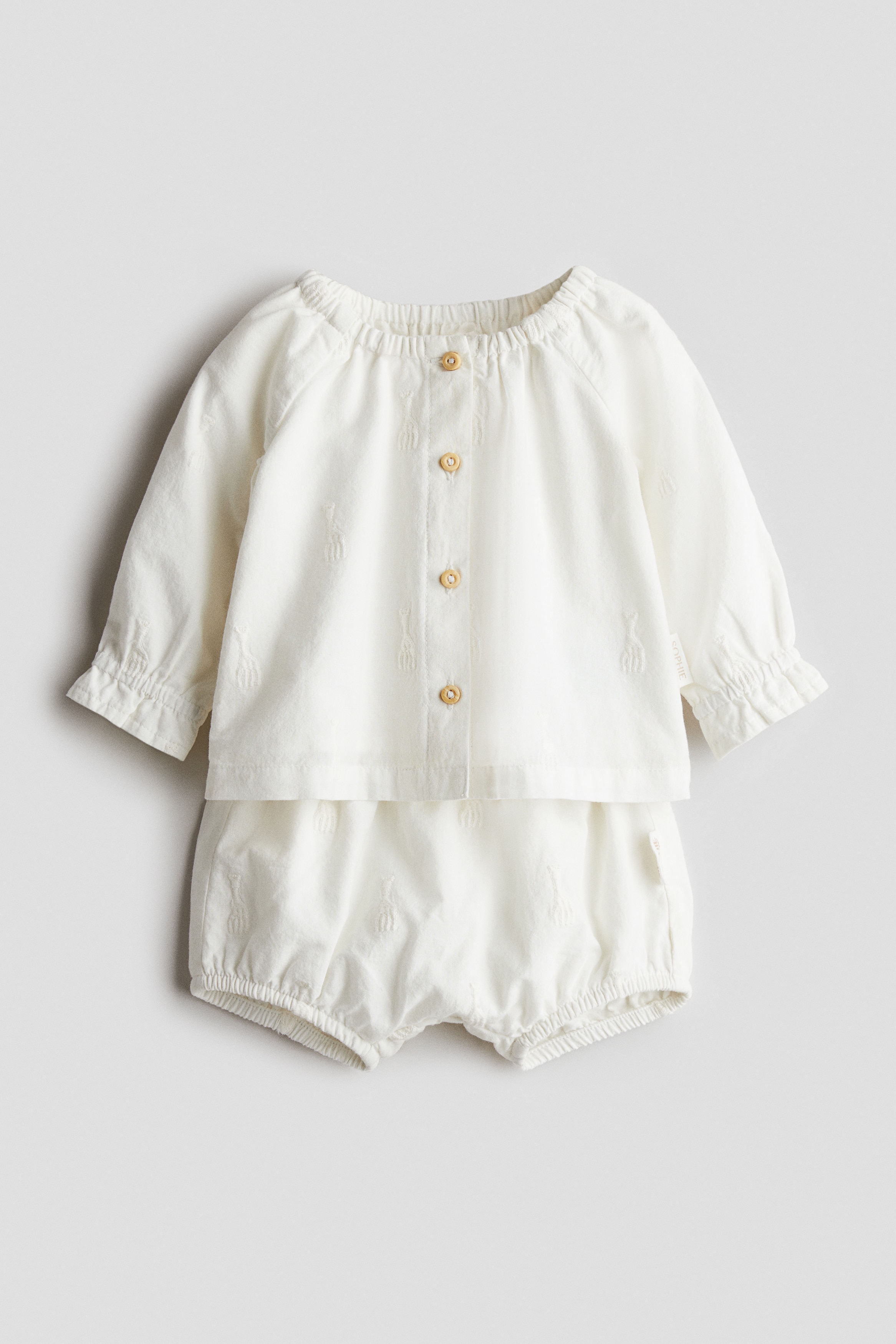 2-delt sæt i bomuld med broderi - Hvid