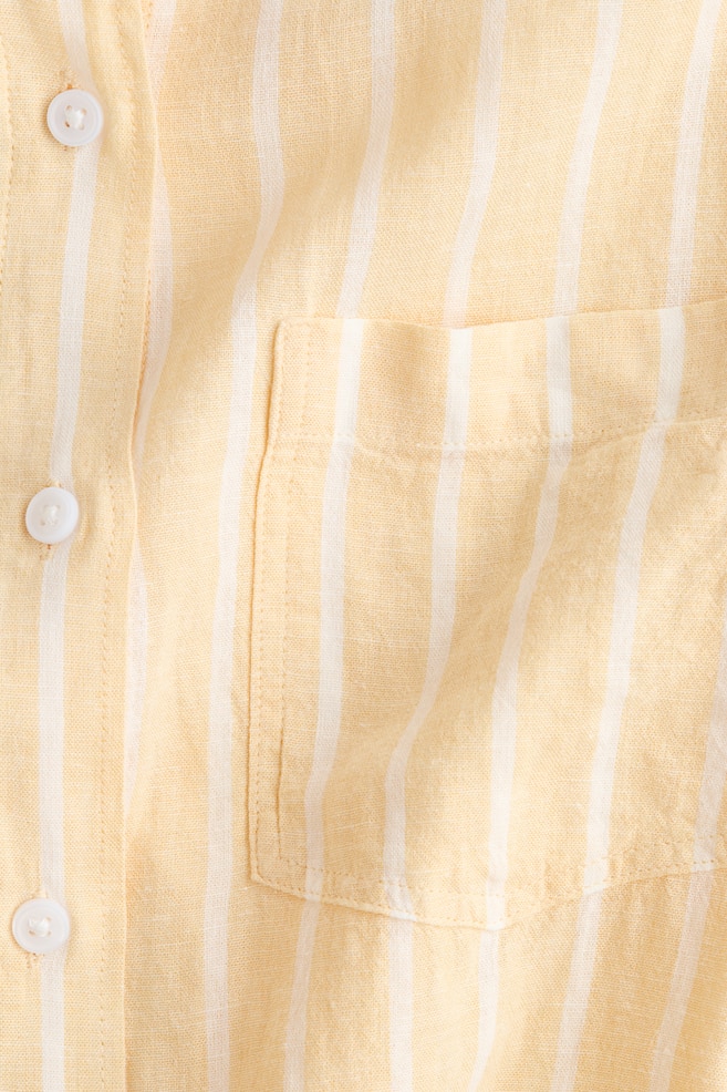 Linen-blend Shirt-Light yellow/striped - 5