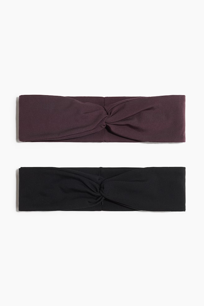 2-Pack Sports Headbands with SoftMove™ - Eggplant purple/black - 1
