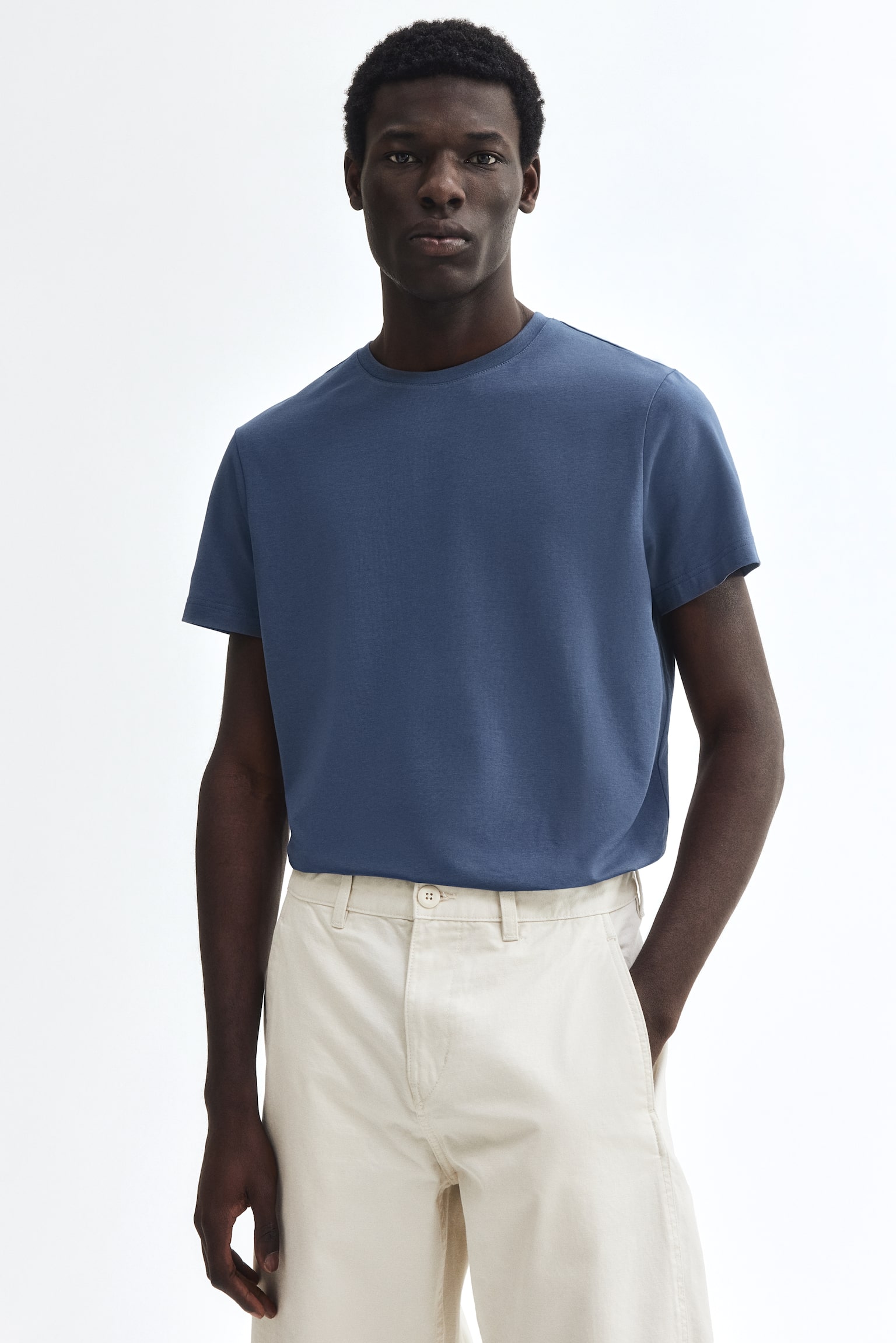 טישירט Slim Fit - כחול כהה מאובק/כחול נייבי/שחור/לבן/תכלת/כחול נייבי/חום כהה/לבן/שחור פסים - 1