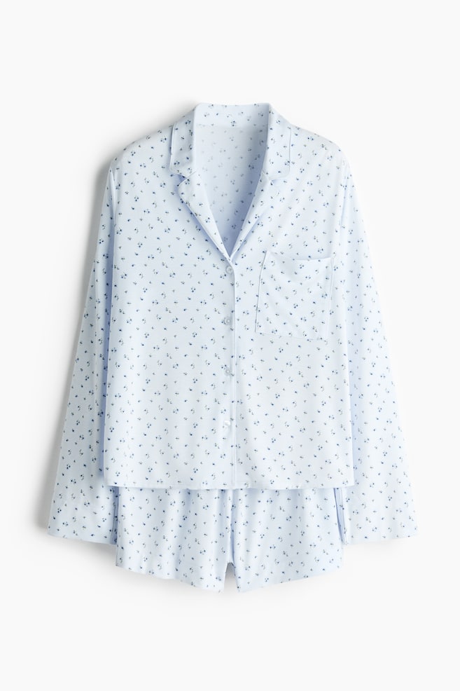 Viscose-blend pyjamas - Light blue/Floral/White/Navy blue/Light pink - 1