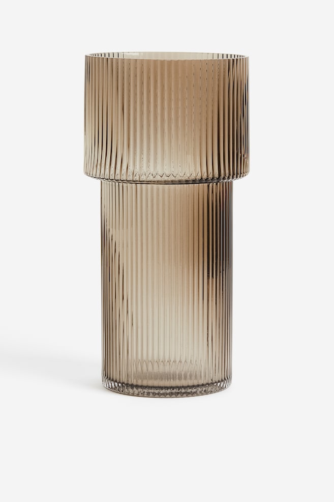 Grand vase en verre - Beige/Transparent/Vert foncé - 1