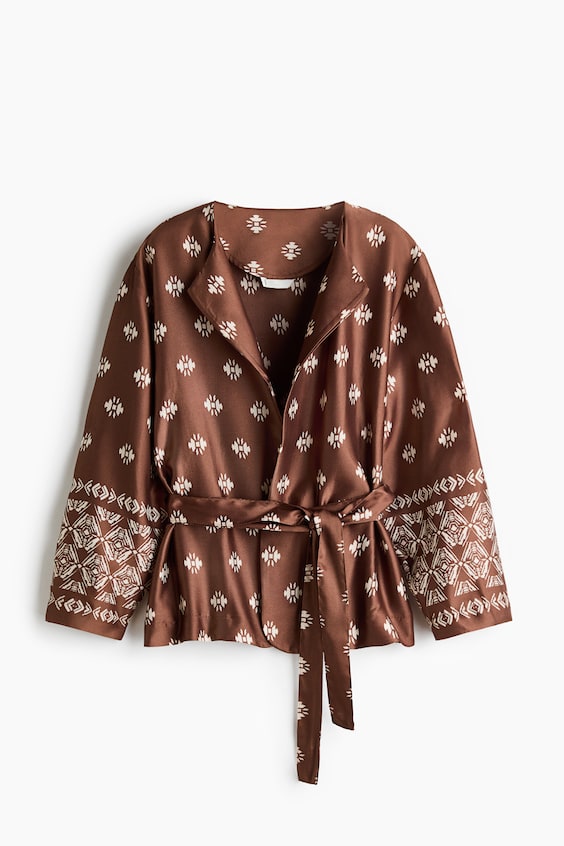 Женские куртки H&M Tie-Belt Satin Jacket