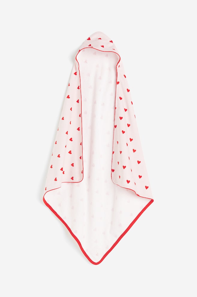 Hooded bath towel - Light pink/Hearts - 1