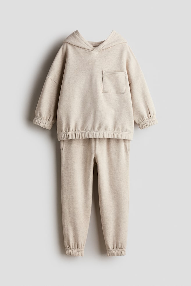 2-teiliges Sweatshirt-Set aus Baumwolle - Hellbeige/Helles Mattblau - 1