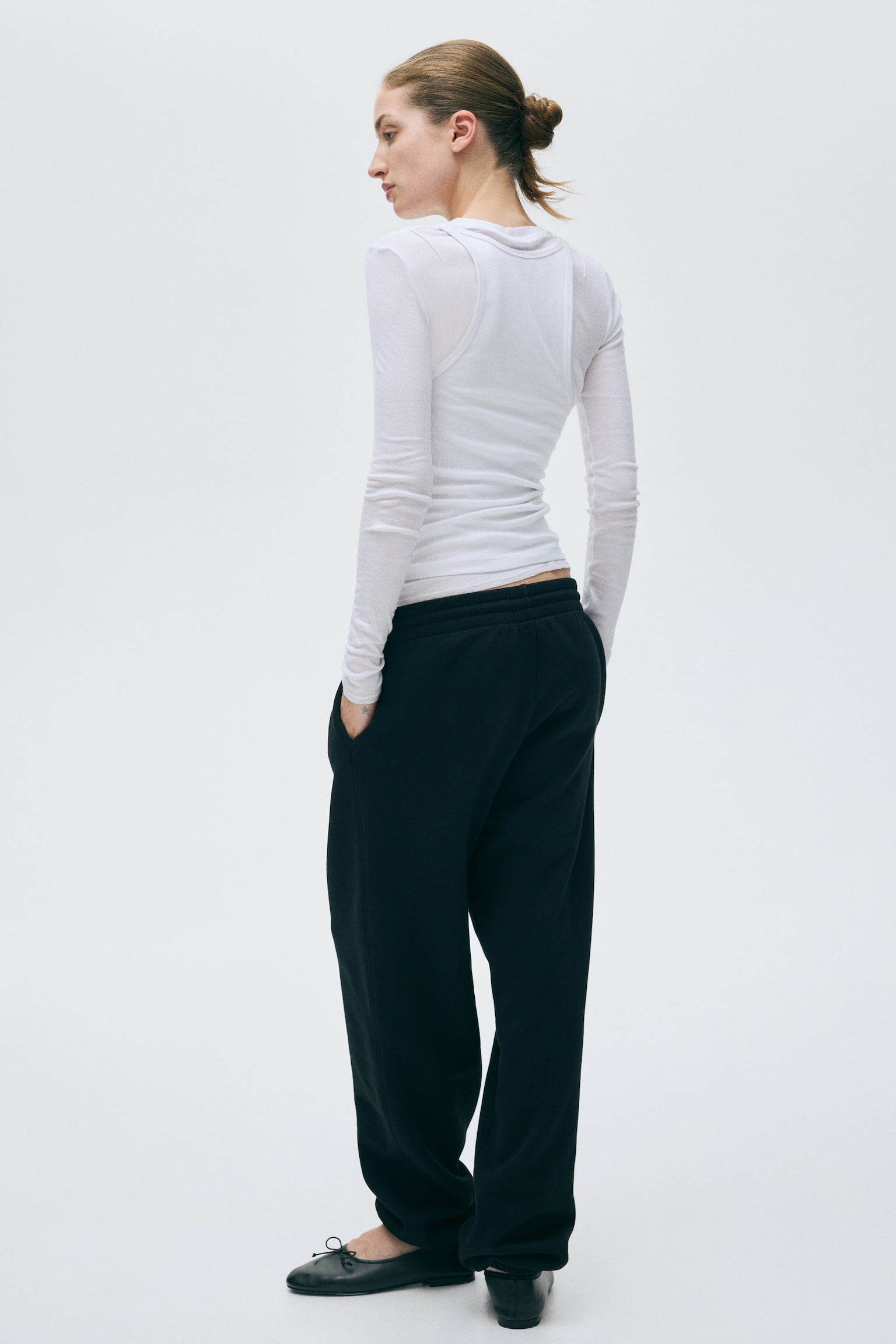 Женские брюки H&M Cotton-blend Sweatpants, цвет: Чёрный — фото 5