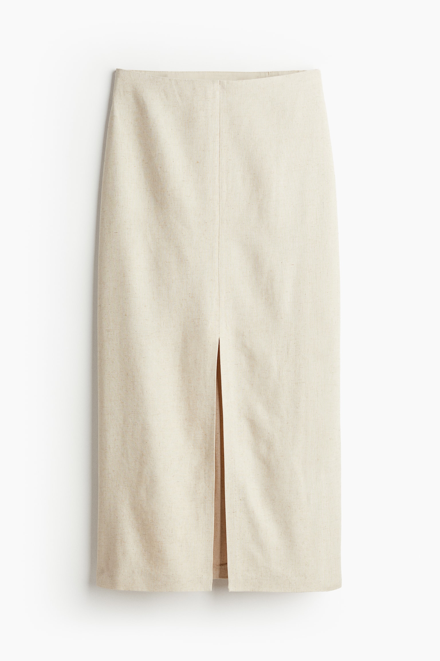 Slit Hem Pencil Skirt - Light beige/Black - 2