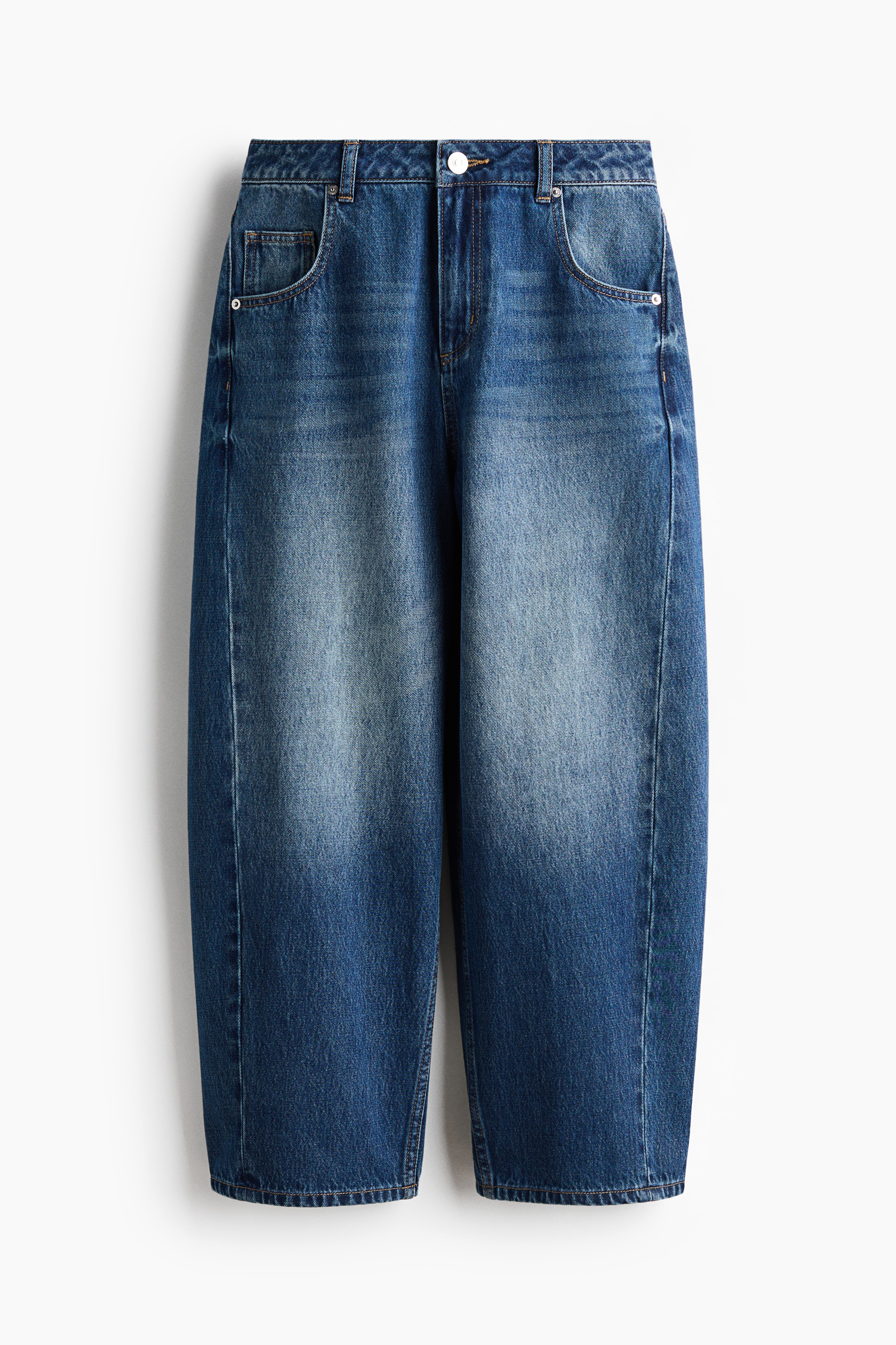 Barrel High Waist Ankle Jeans - Màu xanh denim đậm/Màu xanh denim nhạt