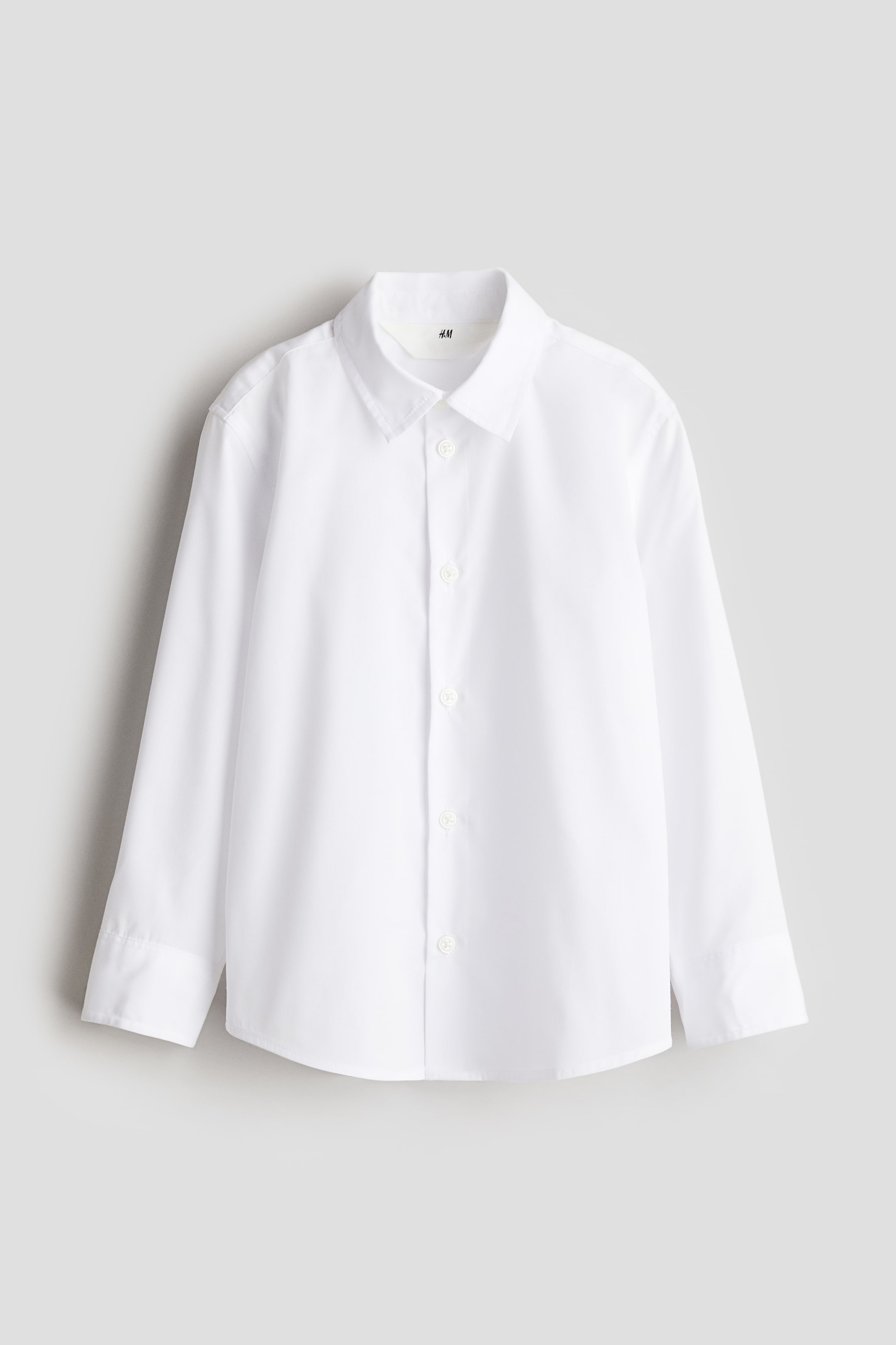 Easy-iron shirt - Long sleeve - Regular length - White - Kids | H&M GB