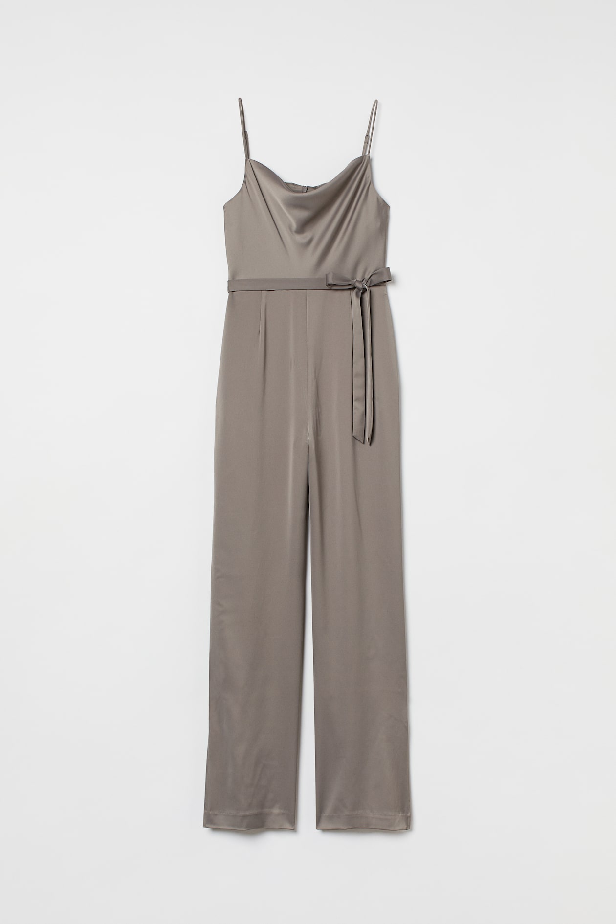 Satin Jumpsuit - Sleeveless - Long - Taupe - Ladies | H&M US