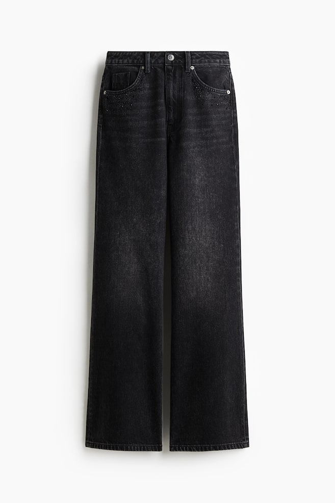 Wide-Leg Ultra High Jeans - Denim black - 1