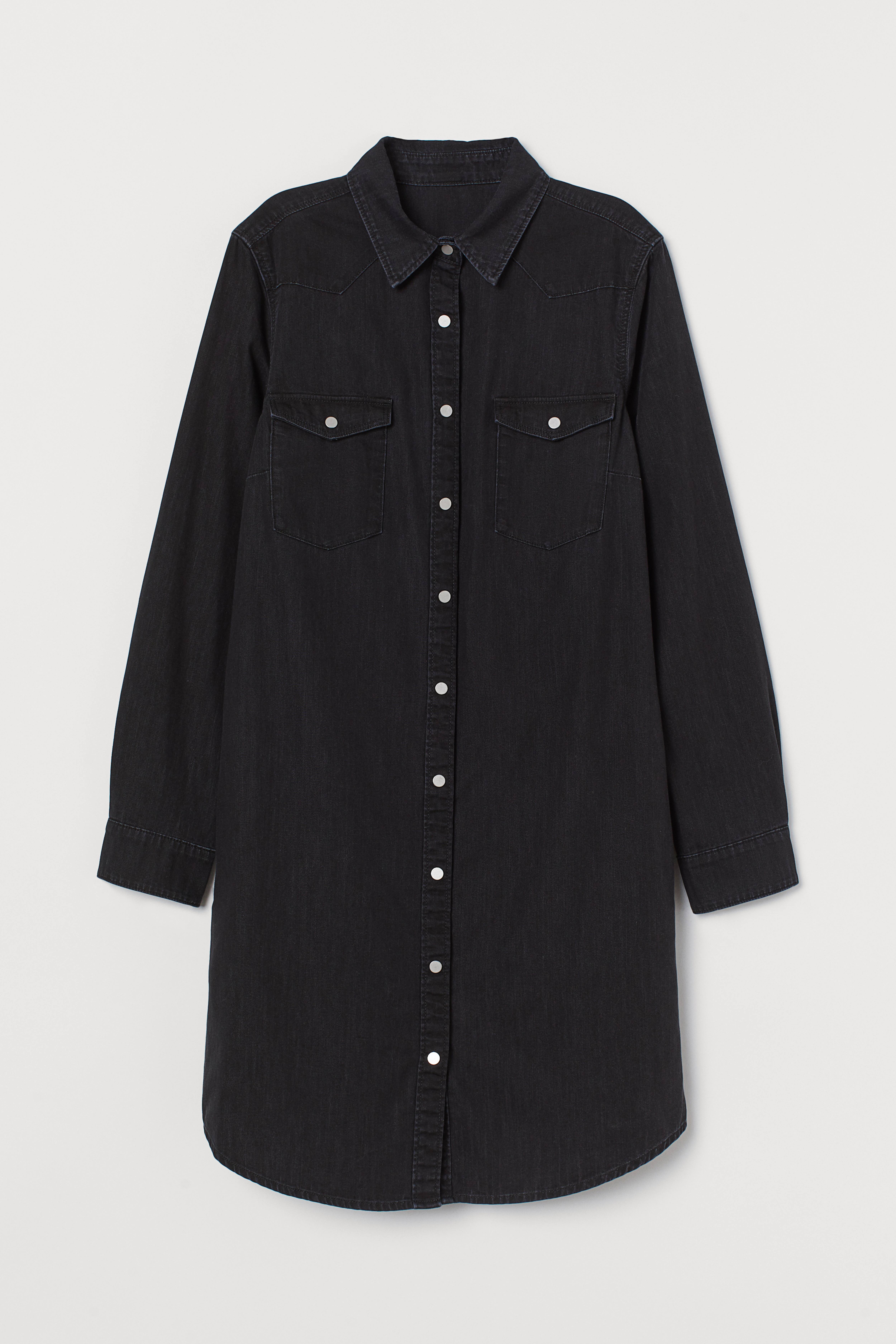 Shops ladies black denim shirt