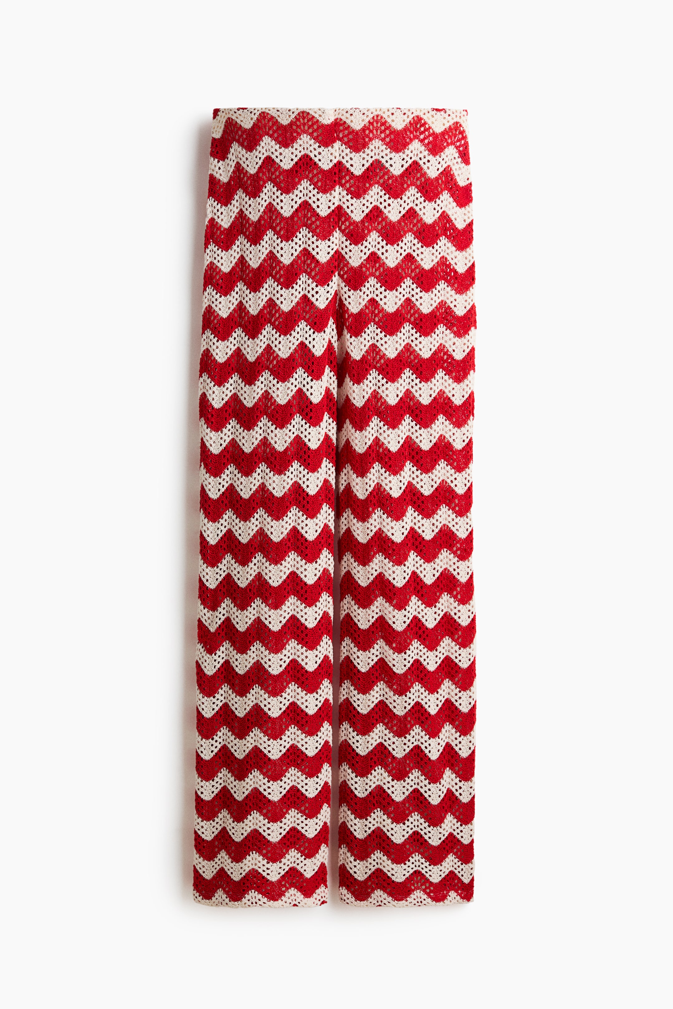 View larger image: Crochet-look jacquard jersey trousers - White/Red striped - Ladies | H&M IN 1