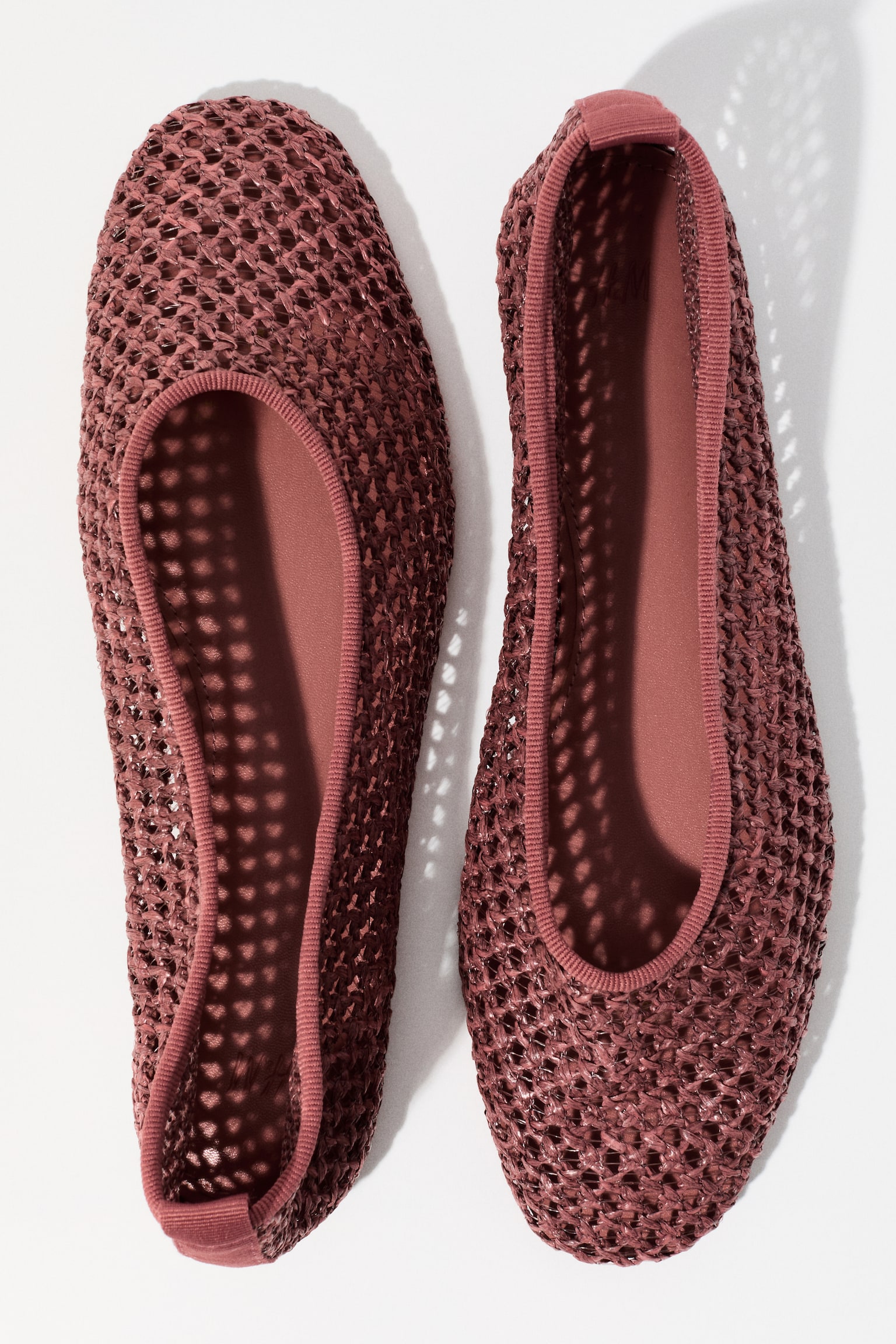 Braided ballet flats - Dusty red/Cream/Black/Dark brown - 1