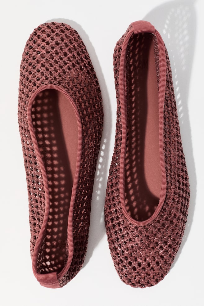 Braided ballet flats - Dusty red/Black/Cream - 2