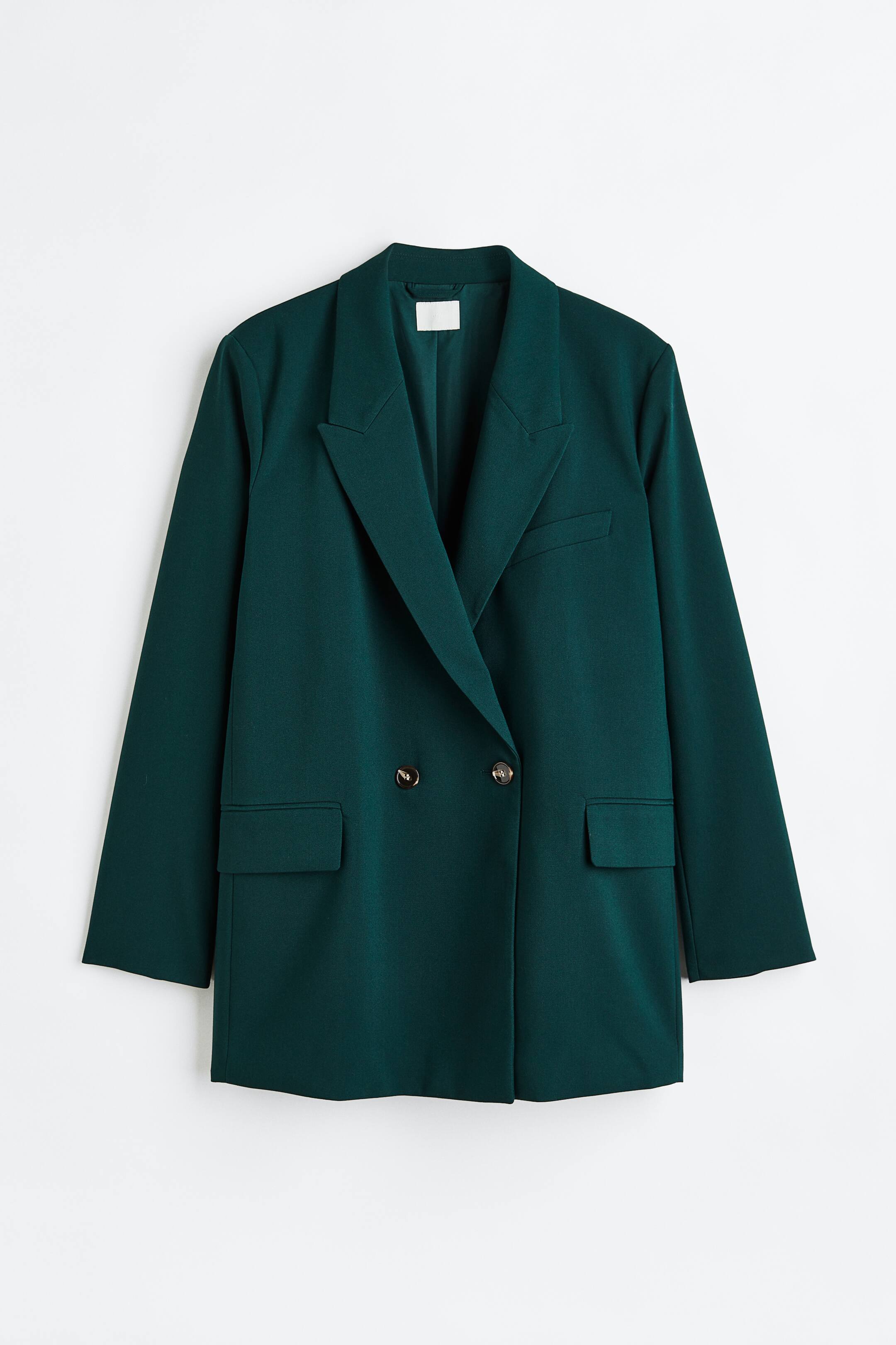 H&M+ Zweireihiger Blazer - Langarm - Normale Länge - Dunkelgrün 