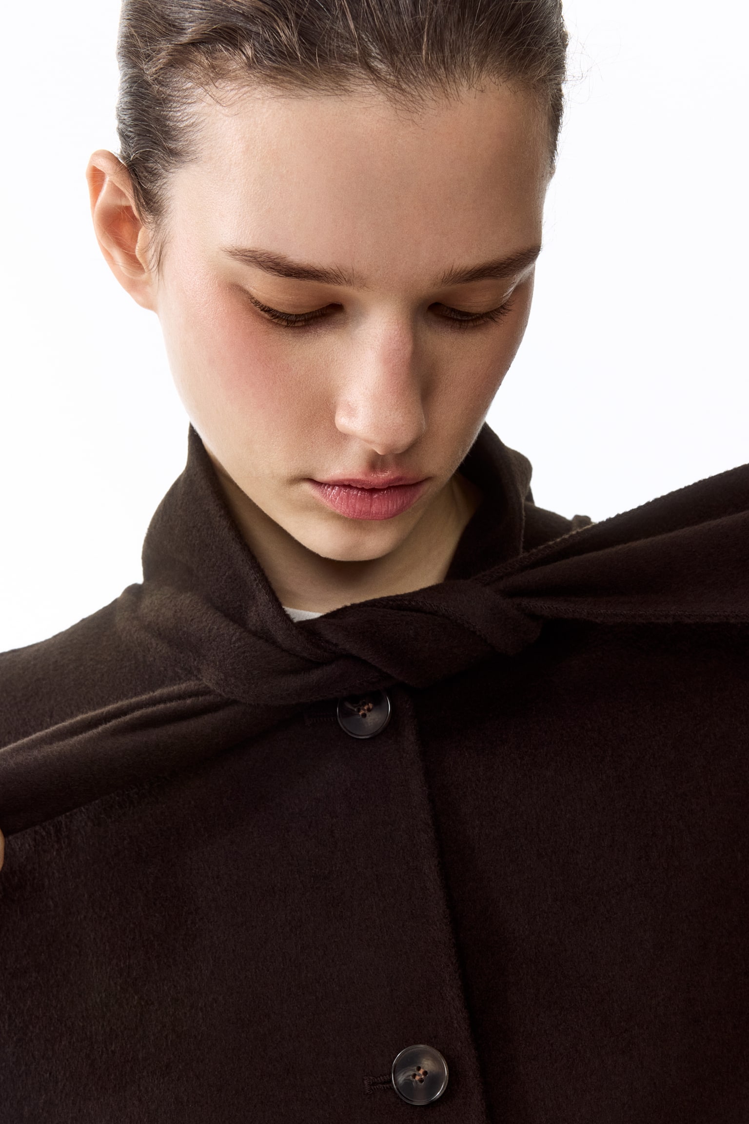 Handmade wool-blend jacket - Dark brown/Cream - 6