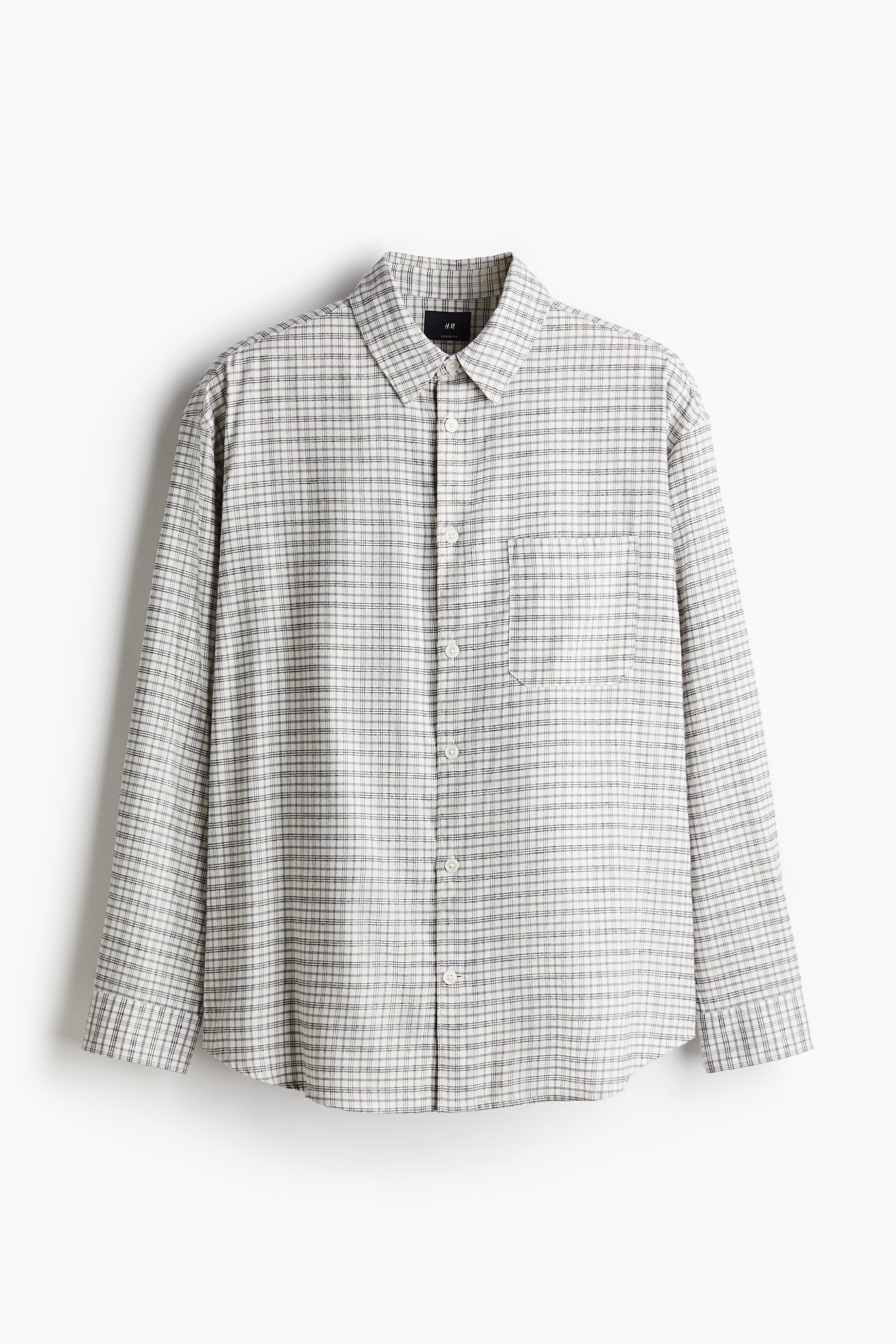 Loose Fit Flannel Shirt - Gray/checked - Men | H&M US