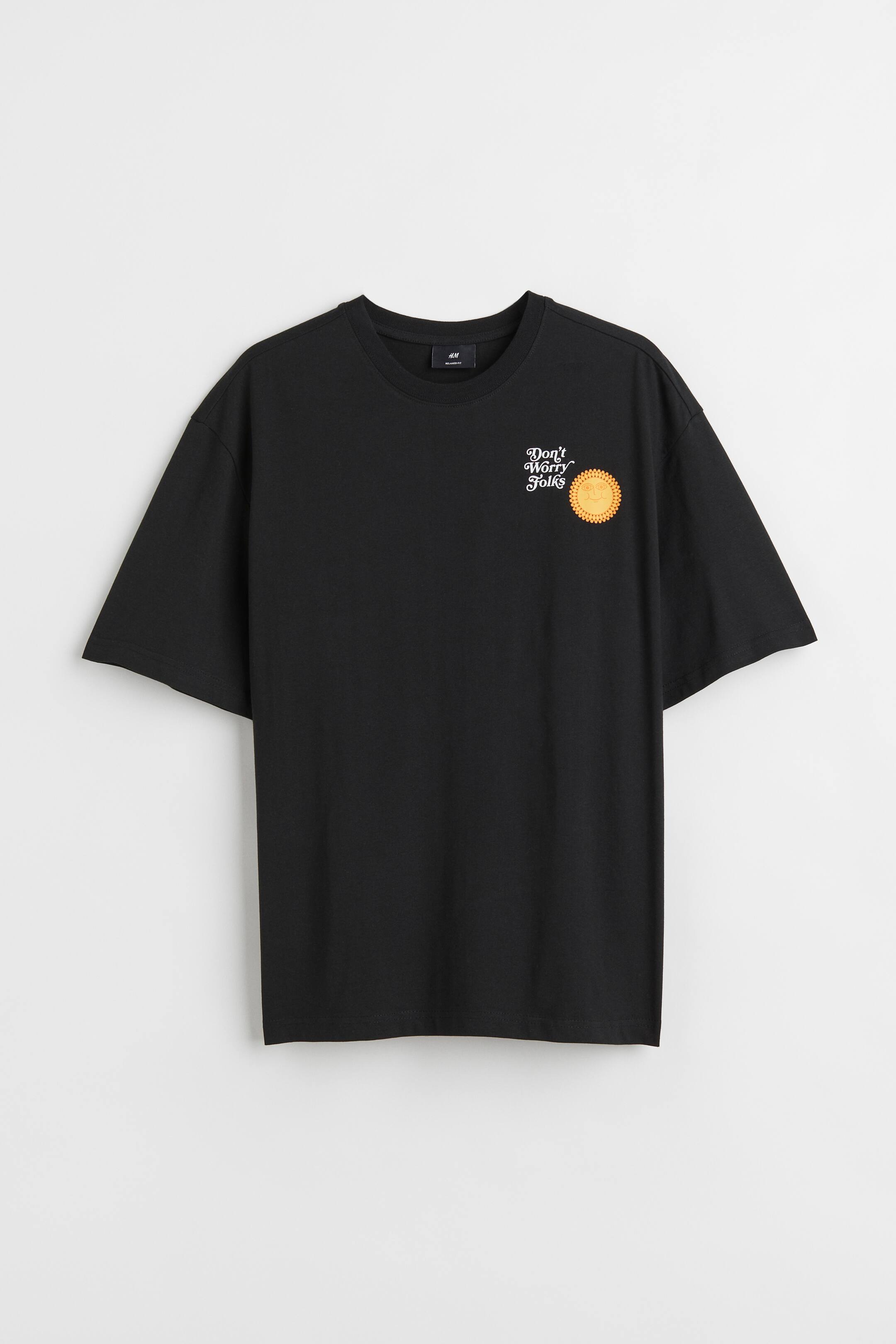 הצגת תמונה גדולה יותר: Loose Fit Printed T-shirt - שחור/שמש - Men | H&M IL 1