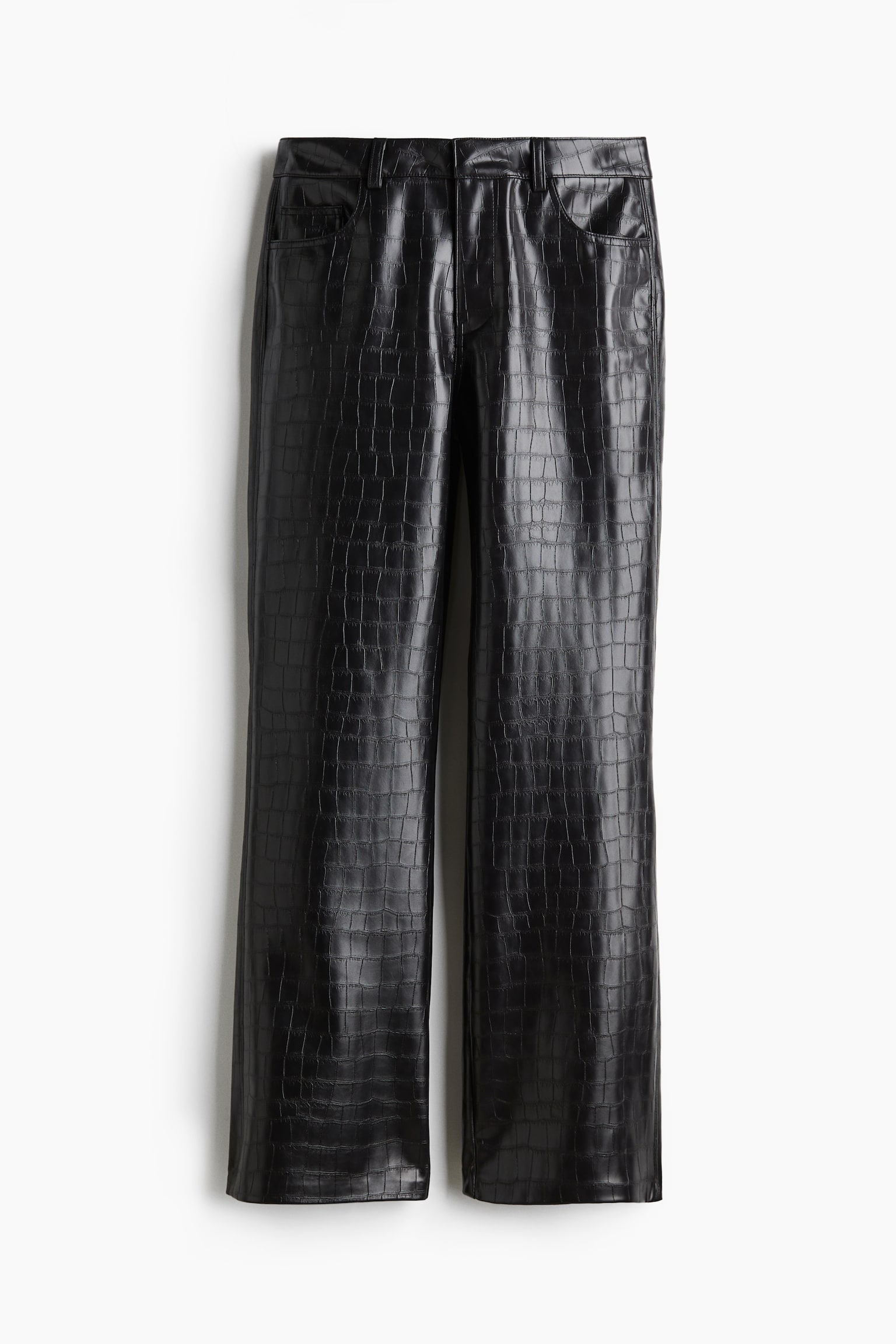 Coated trousers - Black/Crocodile-patterned - 2