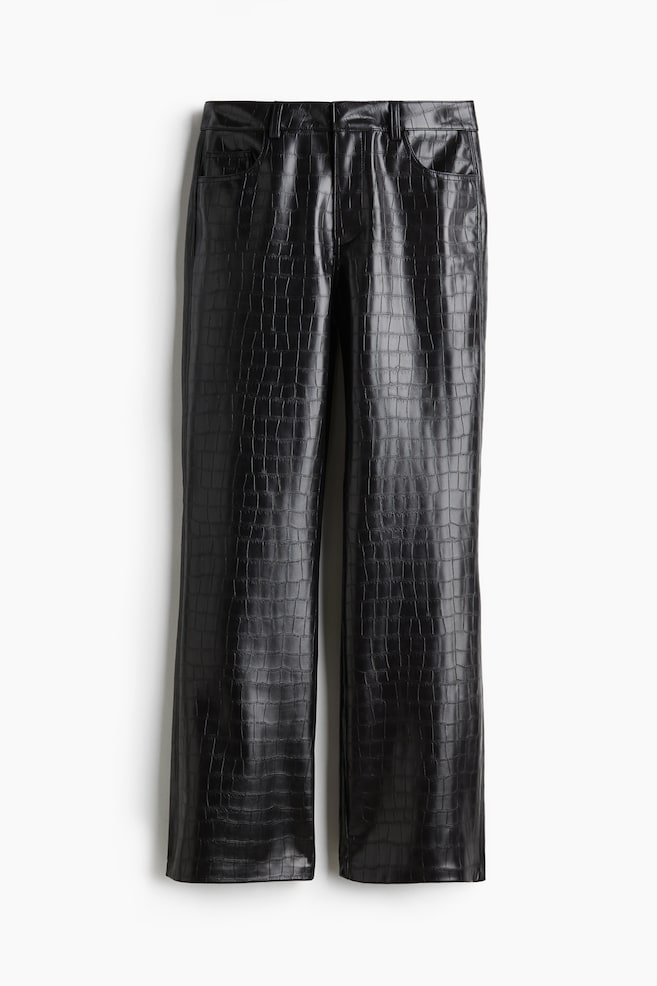 Coated trousers - Black/Crocodile-patterned - 1