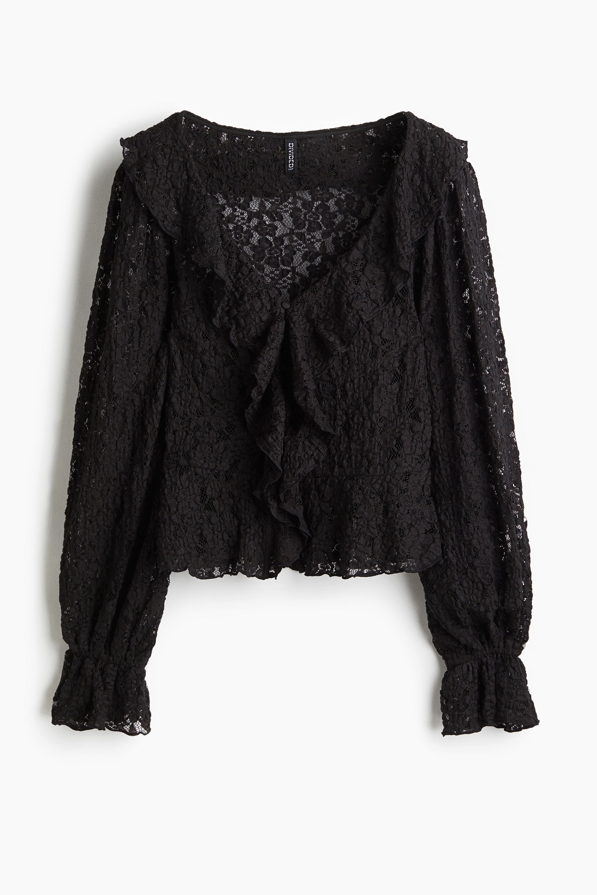 Flounced Lace Top - Black/Cream