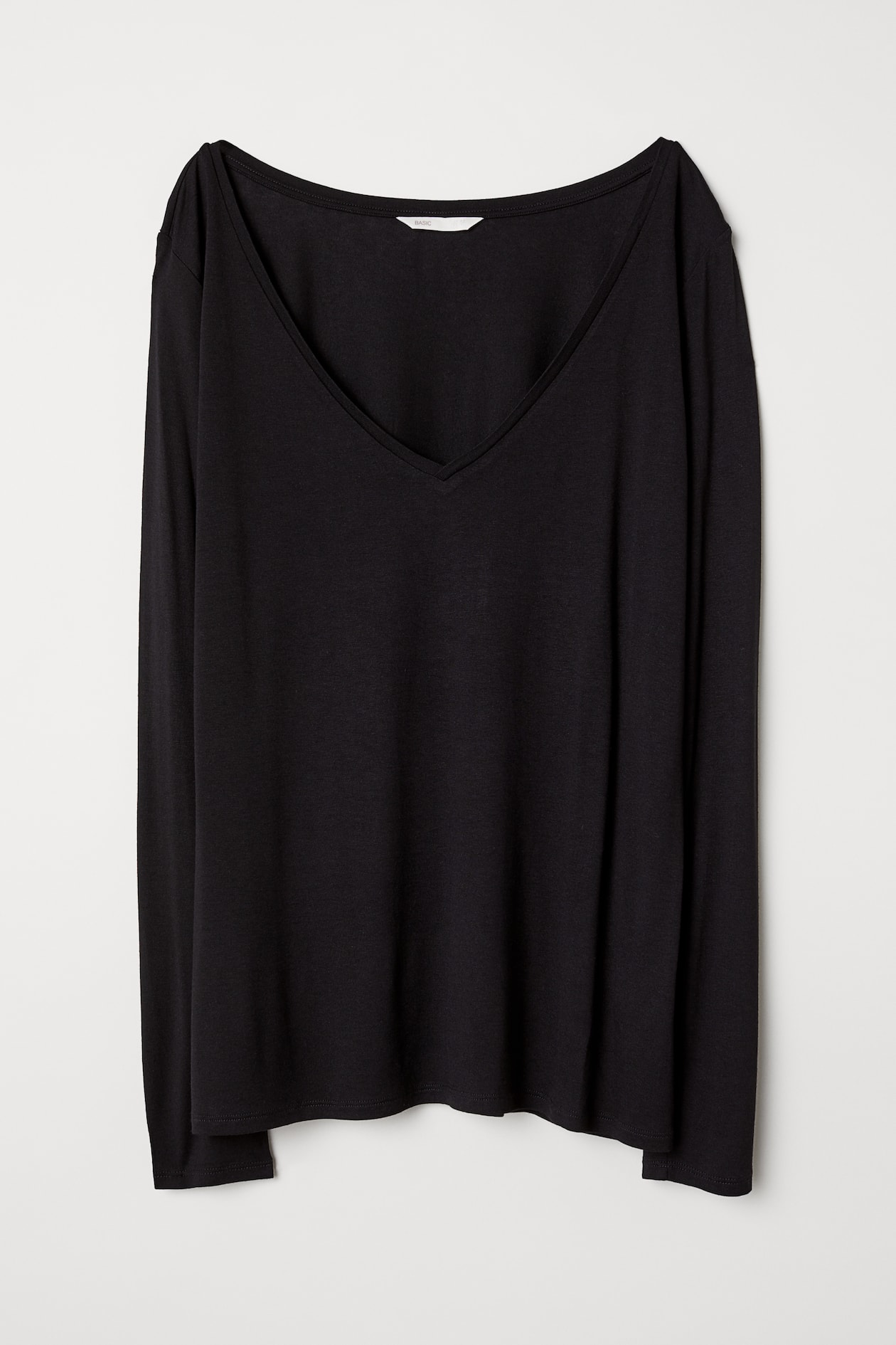 V-neck Jersey Top - V-neck - Long sleeve - Black - Ladies | H&M US