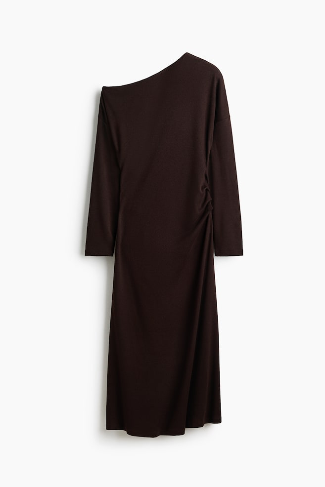 One-shoulder jersey dress - Dark brown - 1