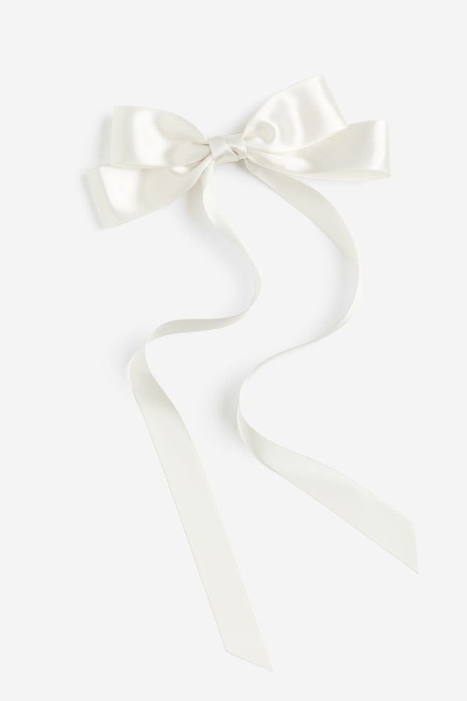 Bow-decorated hair clip - White/Black - 1