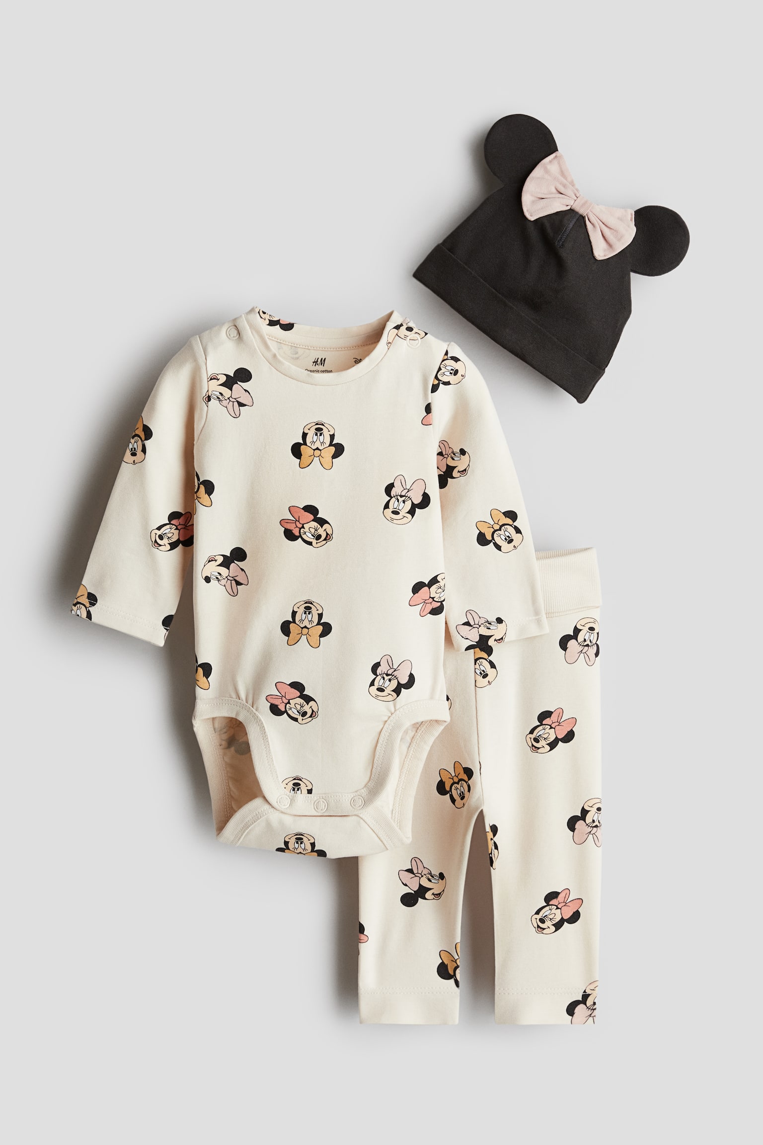 3-piece printed jersey set - Light beige/Minnie Mouse - 1