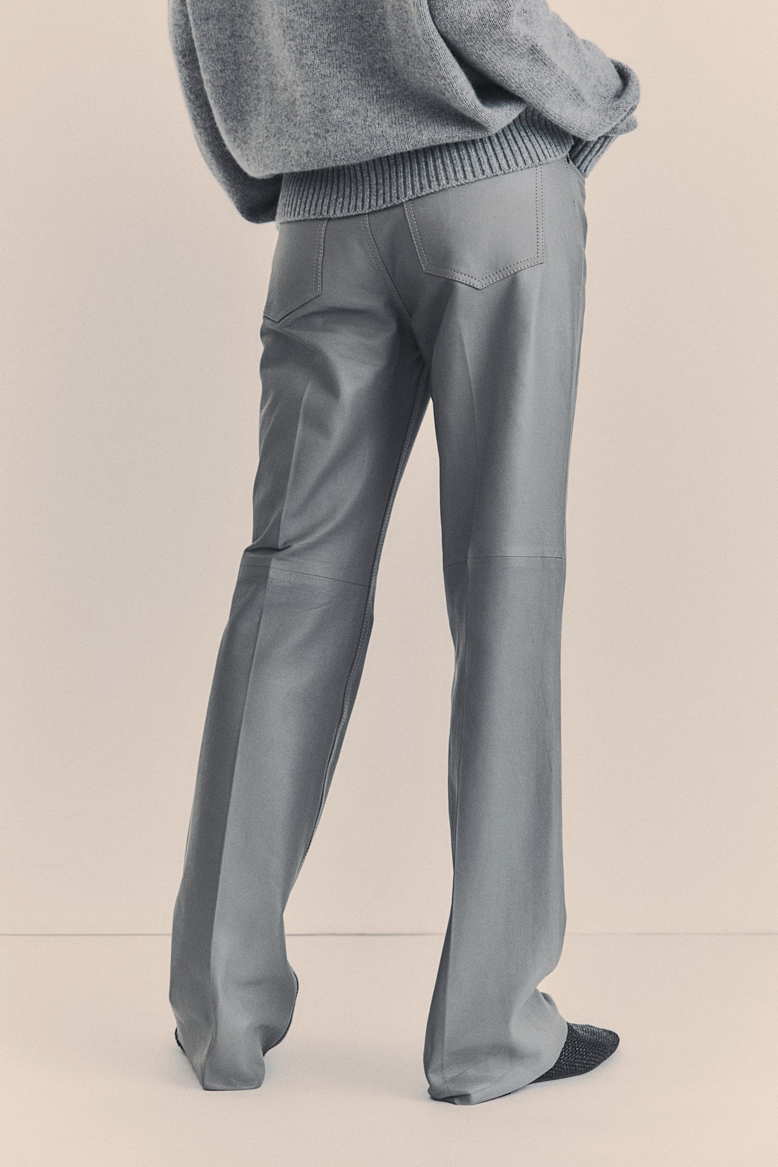 Leather trousers - Grey/Black - 8