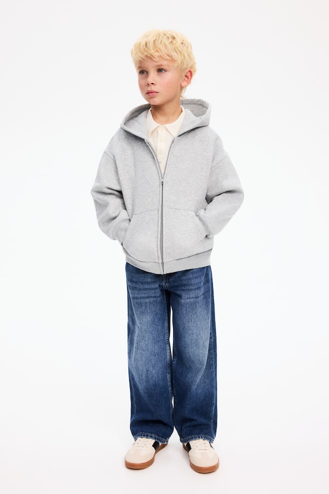 Oversized Hoodiejacke-Hellgraumeliert - 3