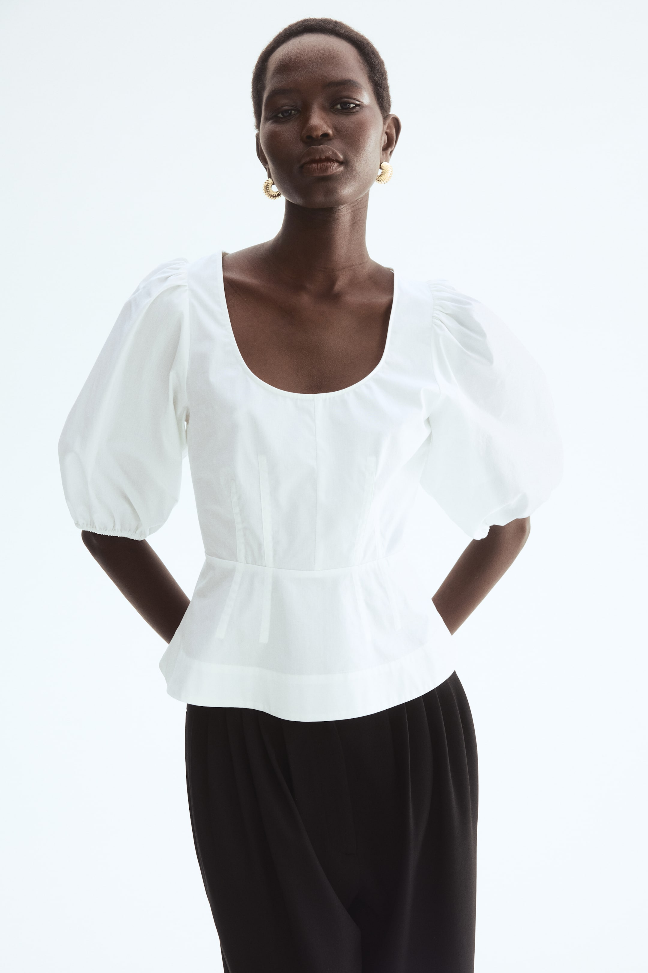 Blouse péplum en coton