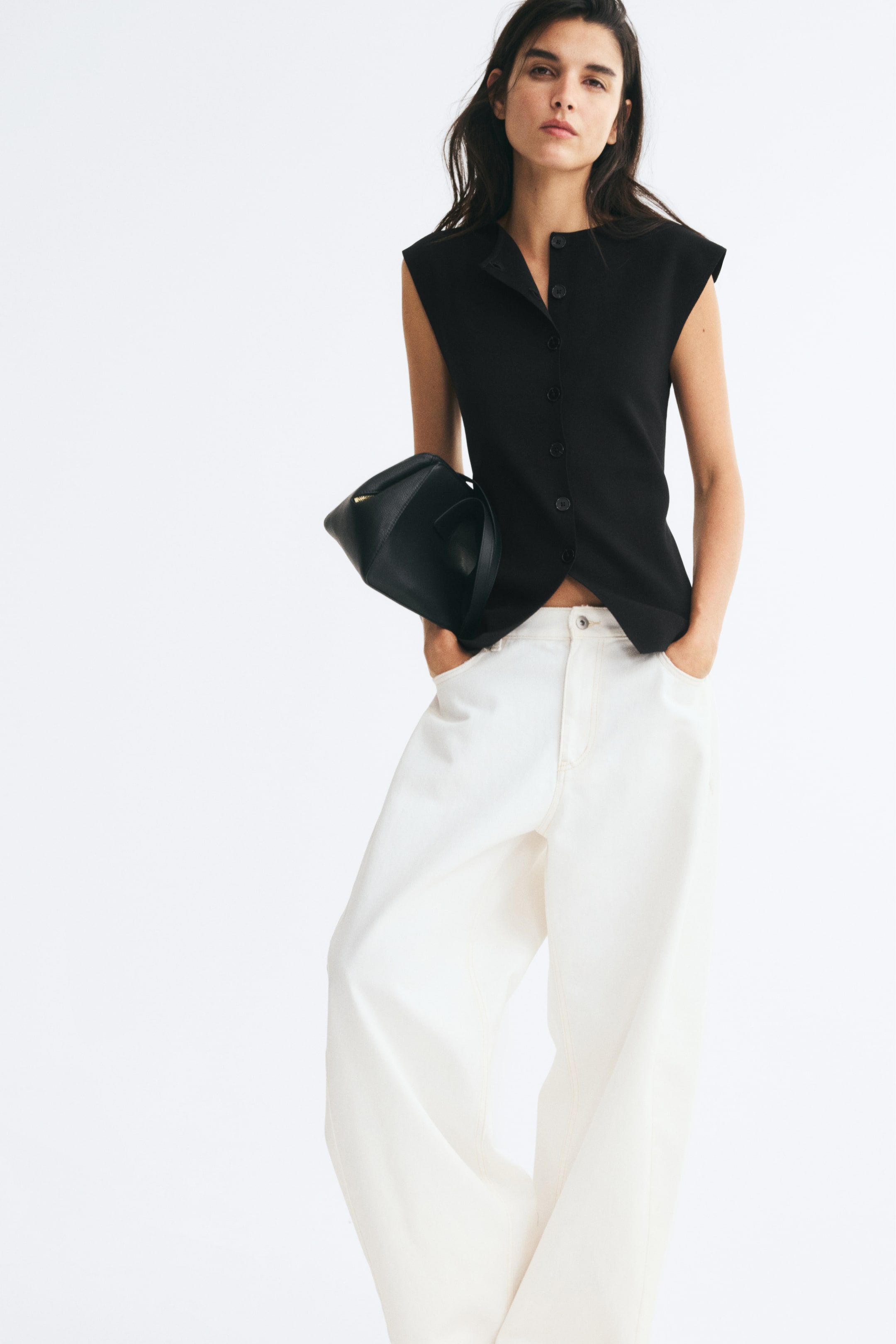 Boat-Neck Rib-Knit Vest